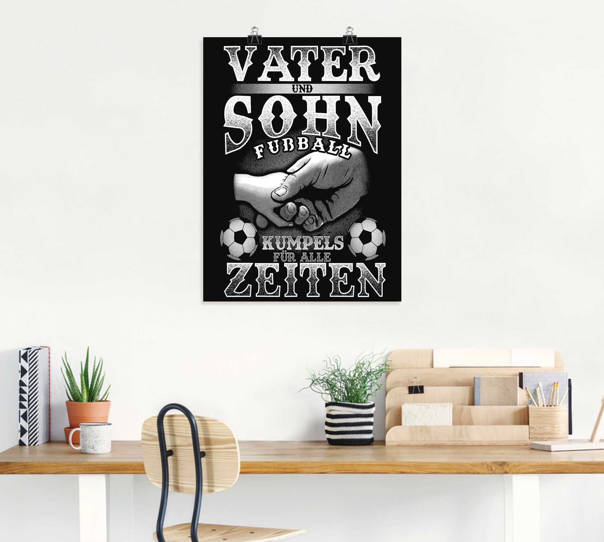 Artland Poster Vater und Sohn Fußball Kumpels, Sprüche & Texte (1 St), ohne Rahmen