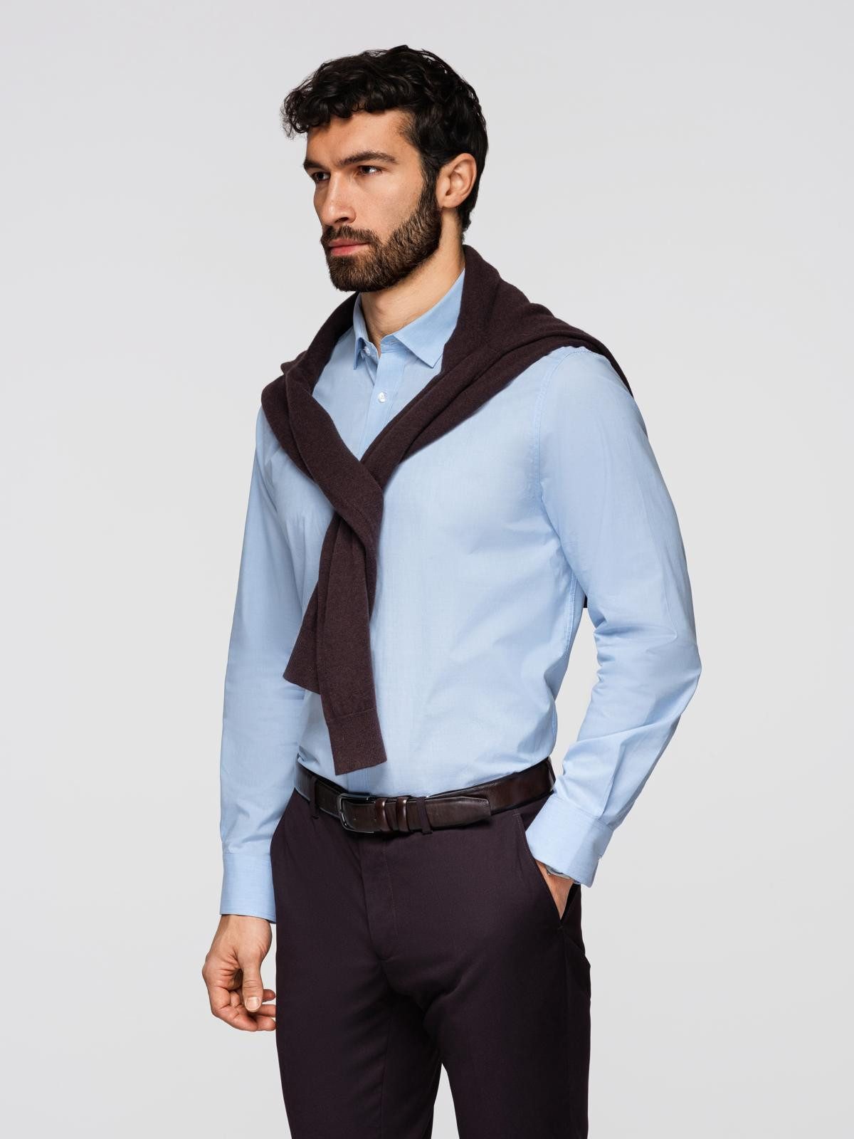Langarmhemd Herren Regular Fit Businesshemd mit Kentkragen Pale blue M