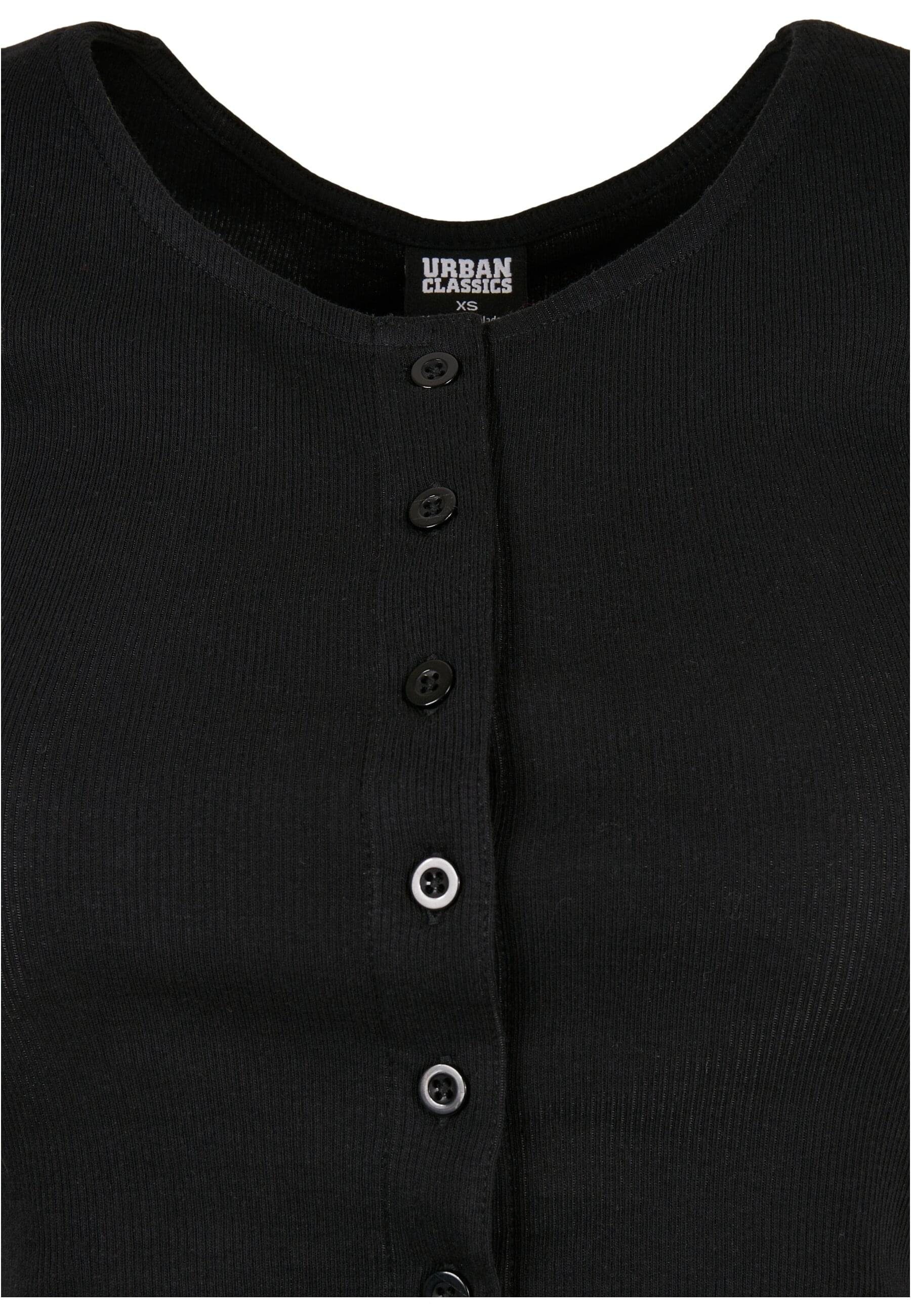 URBAN CLASSICS Shirtjacke Damen Button black Tee Ladies Cropped (1-tlg) Up Rib