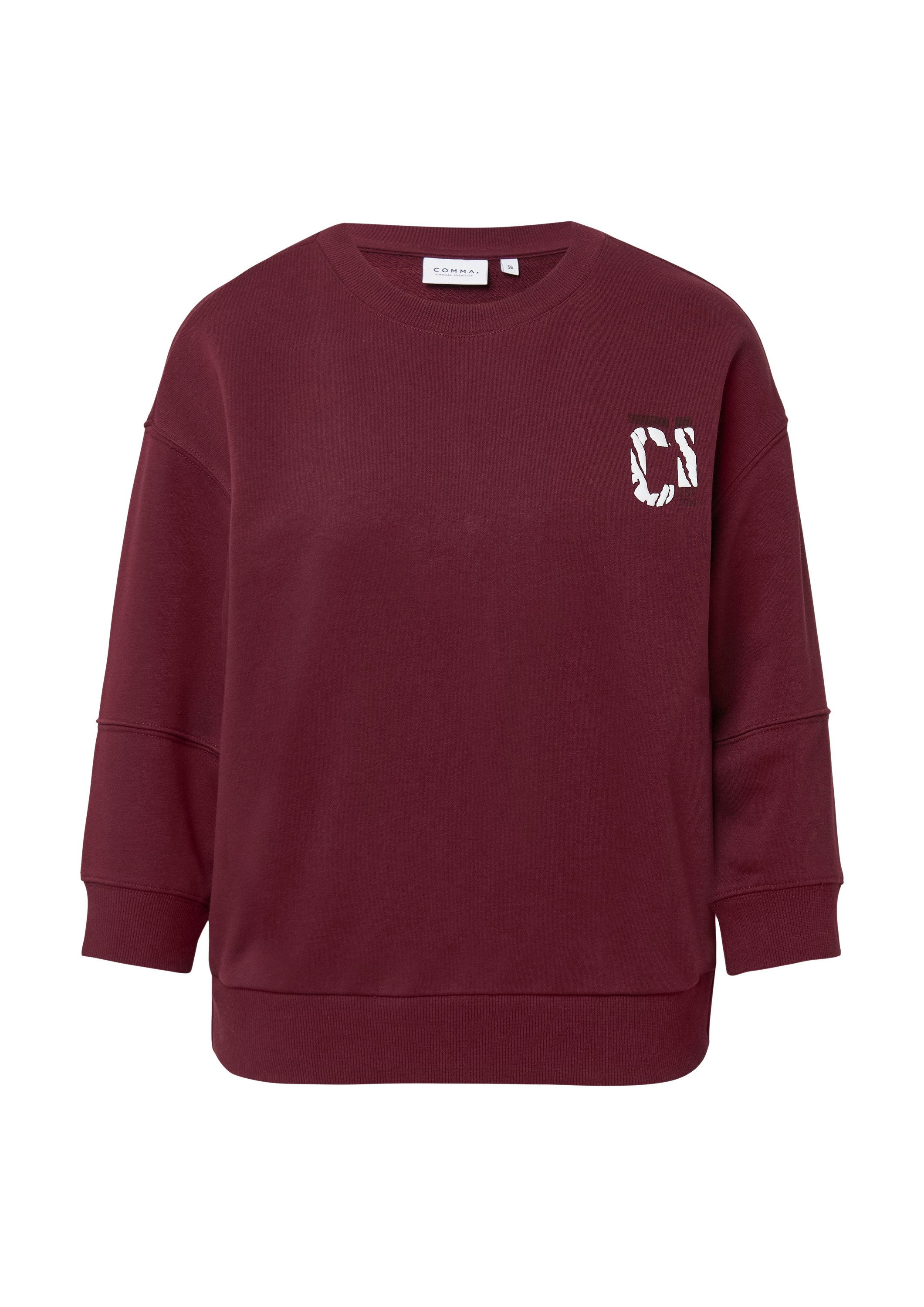 comma 3/4 Arm-Pullover Sweatshirt Sweater mit Artwork und seitlichen Reißve günstig online kaufen