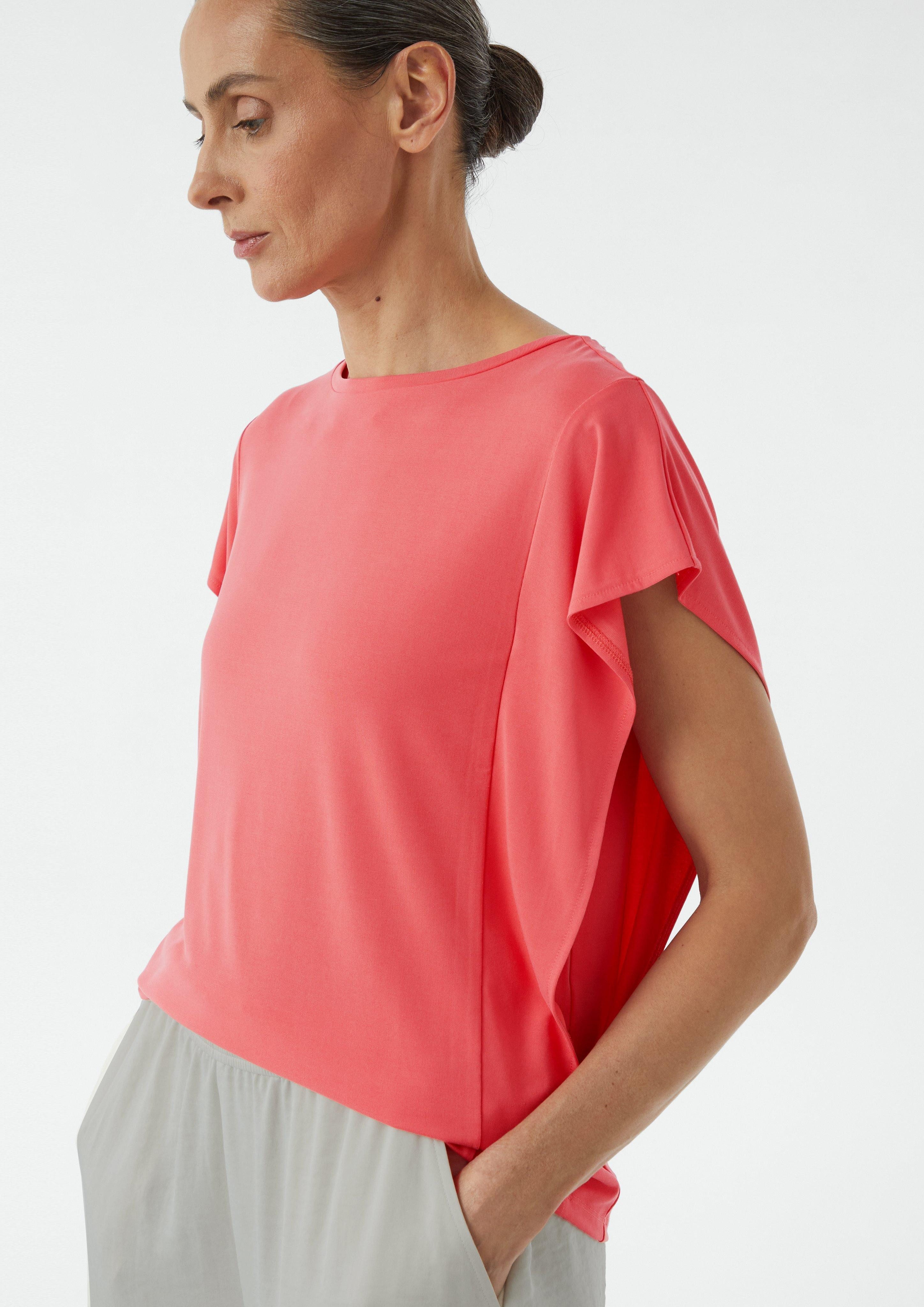 Comma Kurzarmshirt Jersey-Shirt mit Volant günstig online kaufen