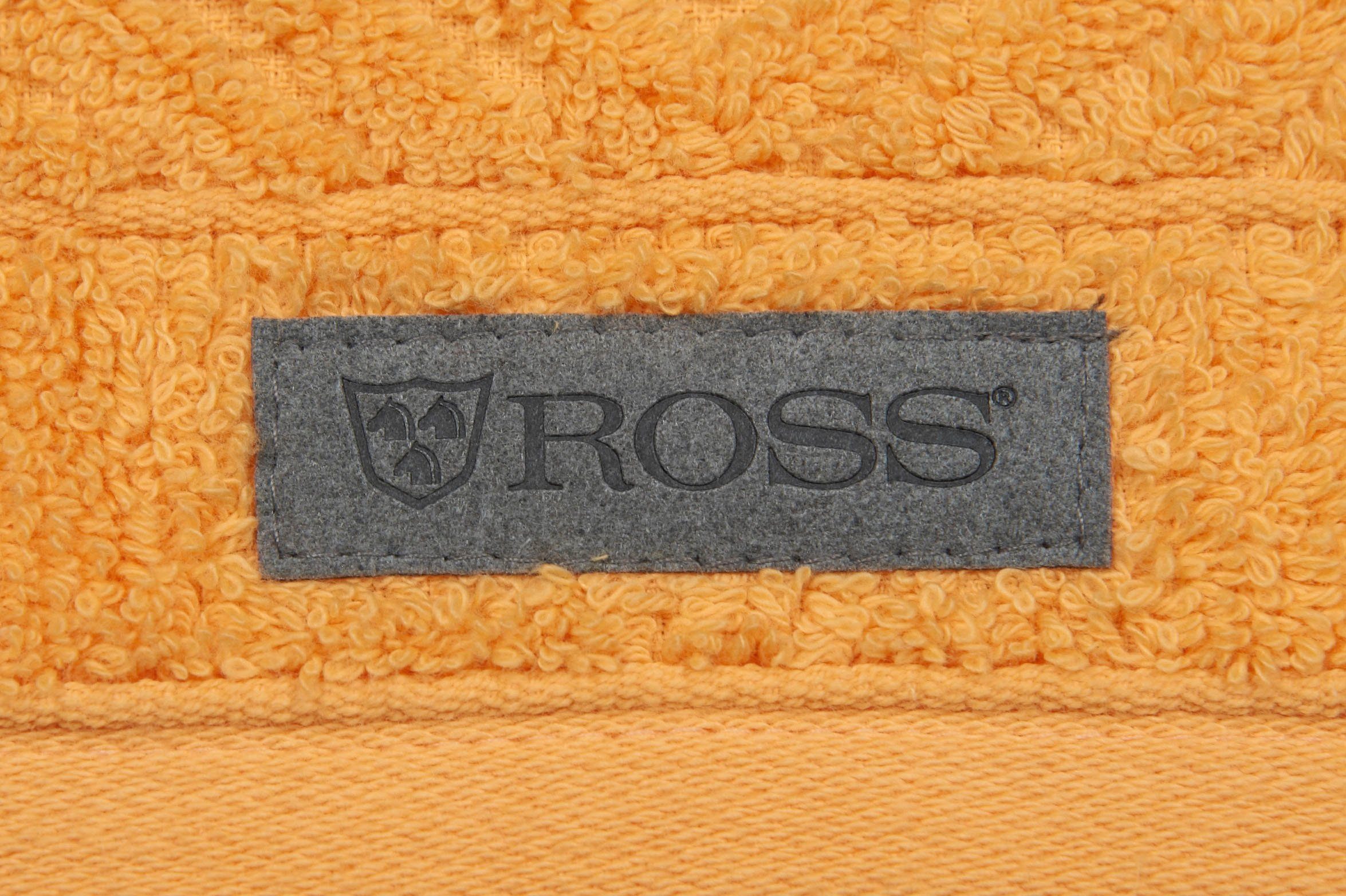 ROSS Duschtuch Smart, Frottier (1-St), Velourslabel mit aprikose Uni-Rippe