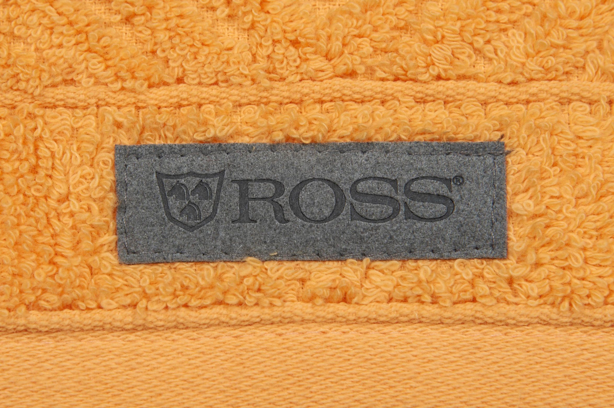 ROSS Duschtuch Smart, Frottier (1-St), Velourslabel aprikose mit Uni-Rippe