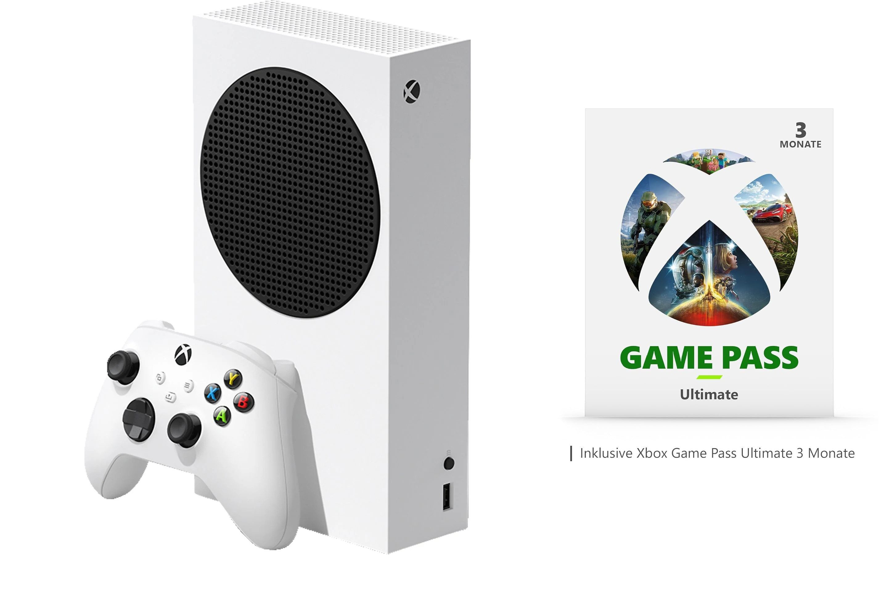 Microsoft Xbox Series S 512GB Starter Bundle + 3 Monate Game Pass Ultimate (Set), Digital Edition