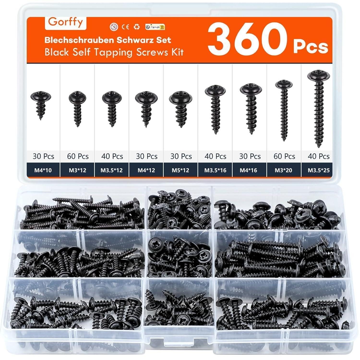 LuxusKollektion Blechschraube Blechschrauben Senkkopf selbstschneidend M3 M3.5 M4 Schwarz 360