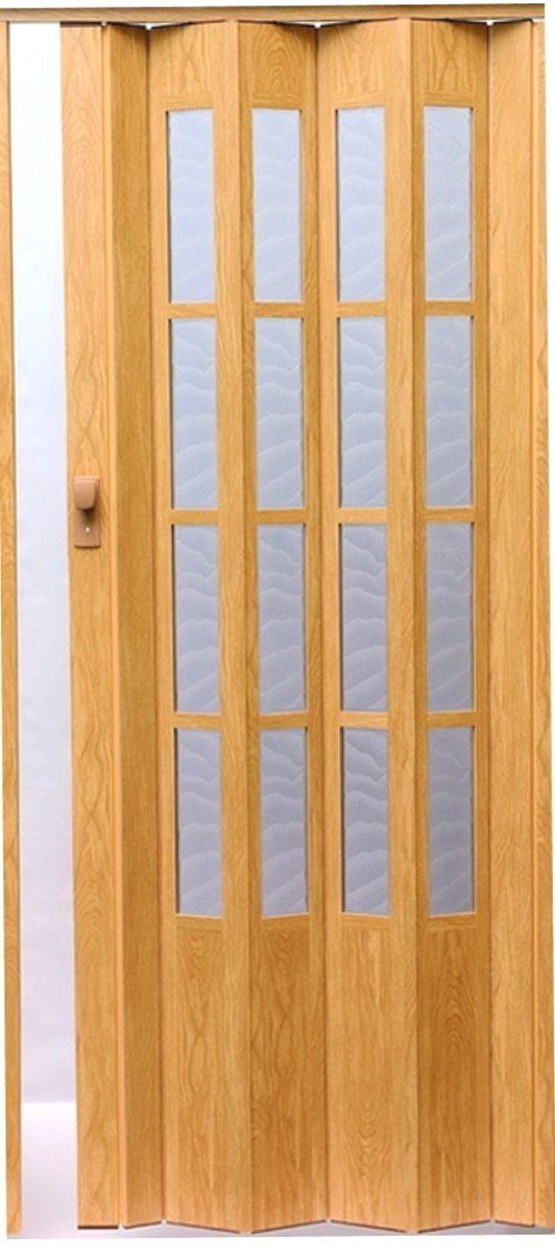 Vivaldi Falttür Schiebetür eiche hell Fenster Schloss H. 203 cm B. bis 86 cm glass280 (1 Packung Karton, 1-St., 1 Set), teils vormontiert