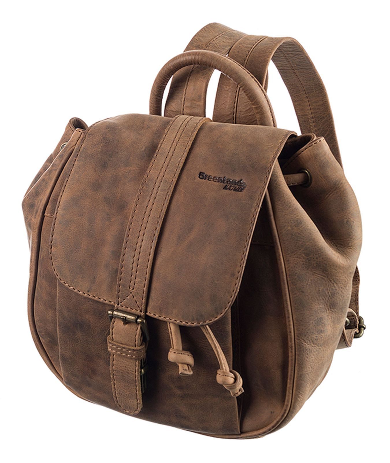 GreenLand Nature Rucksack Backpack, aus echtem Rindsleder