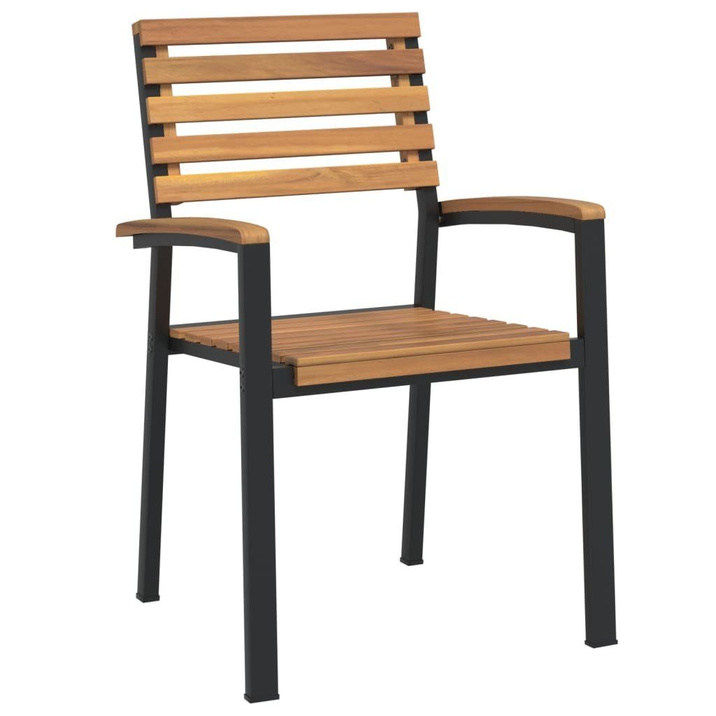 vidaXL Gartenstuhl Stapelbare Gartenstühle 4 Stk. Massivholz und Metall (4 St)