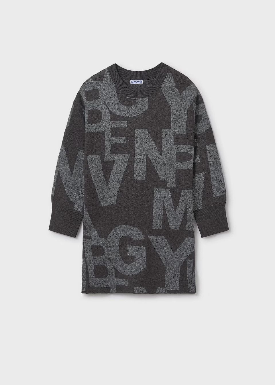 Mayoral A-Linien-Kleid Mädchen Jacquard Kleid mit Buchstabenmuster & Puffärmeln (791114)