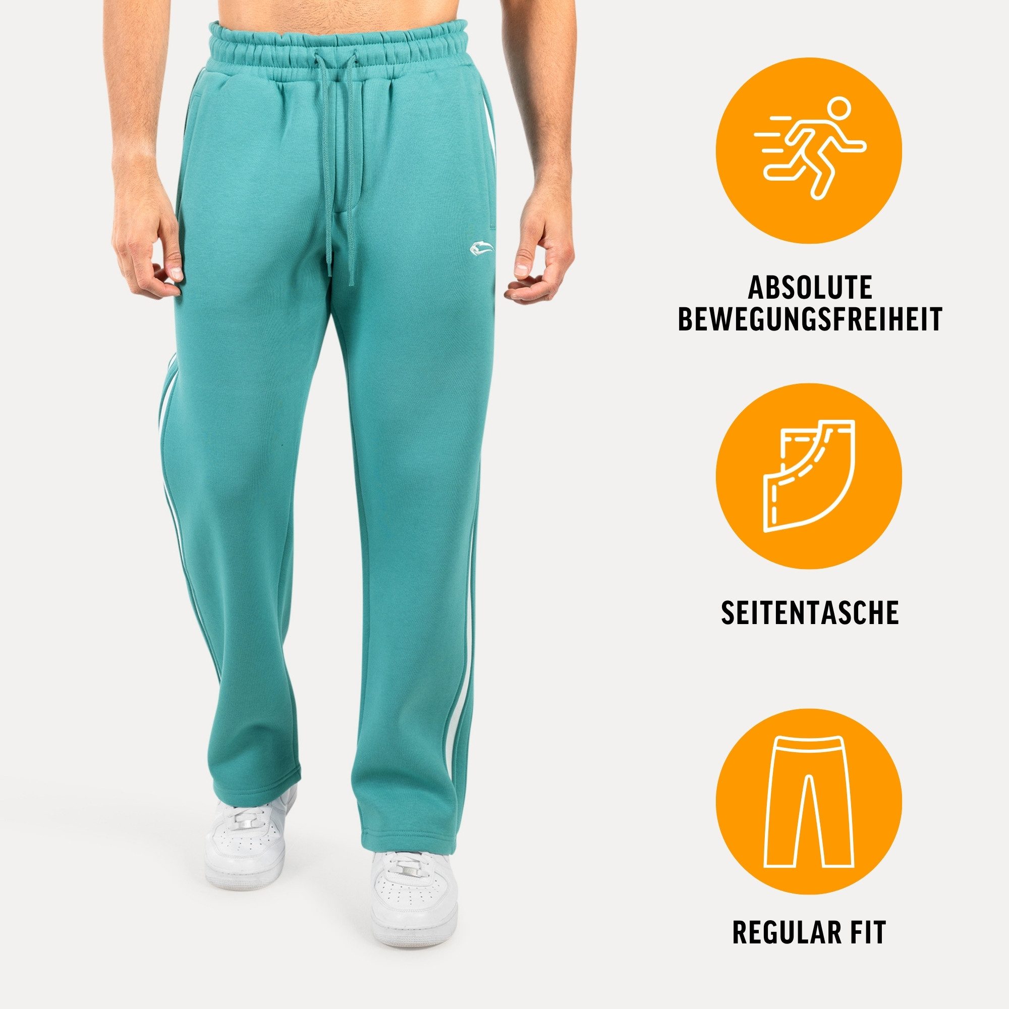 Jogginghose Yasin, Sweathose mit Logo, Bequeme Freizeithose mit Kordelzug