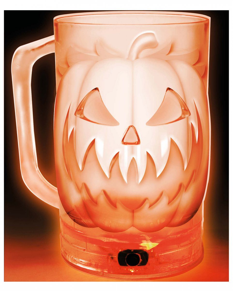 Halloween für Bierkrug Kunststoff Dekofigur Horror-Shop Kürbis LED
