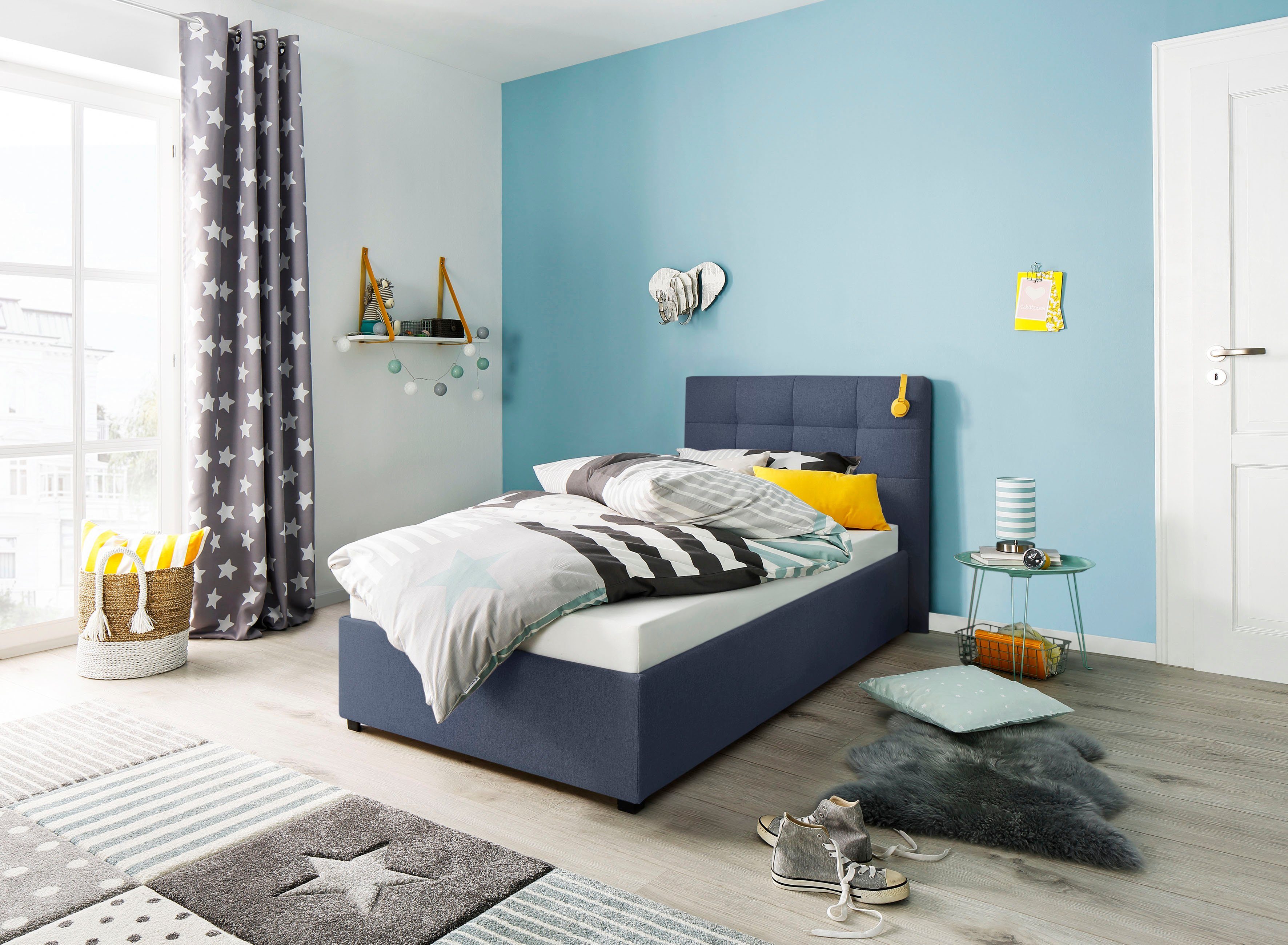 Endres, Lüttenhütt blau wahlweise Matratze Bettkasten, incl. mit Matratze/Lattenrost oder ohne Polsterbett
