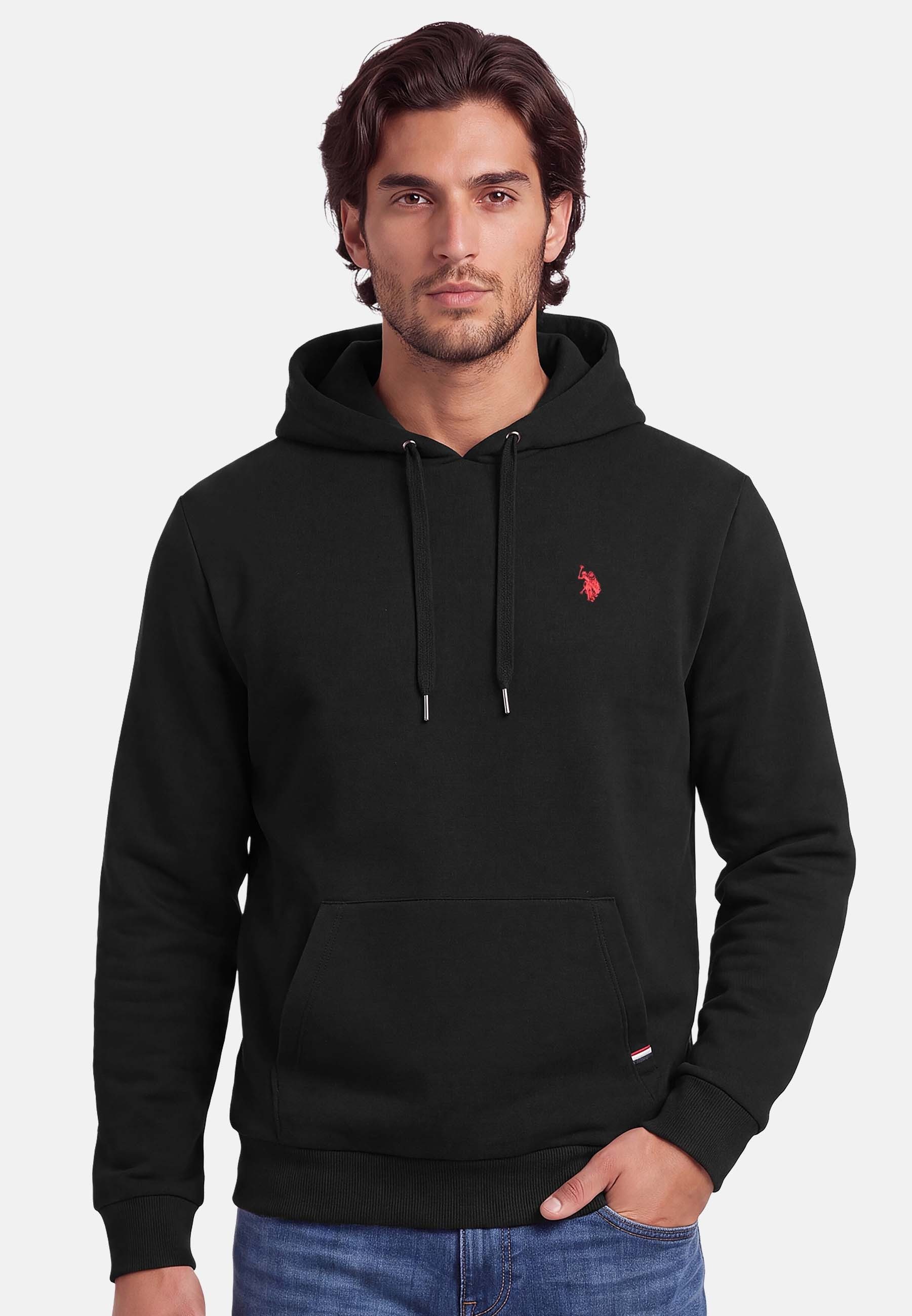 U.S. Polo Assn. Hoodie mit Fleece-Innenseite und gesticktem Brustlogo Weicher Herren-Hoodie mit Kängurutasche und normaler Passform