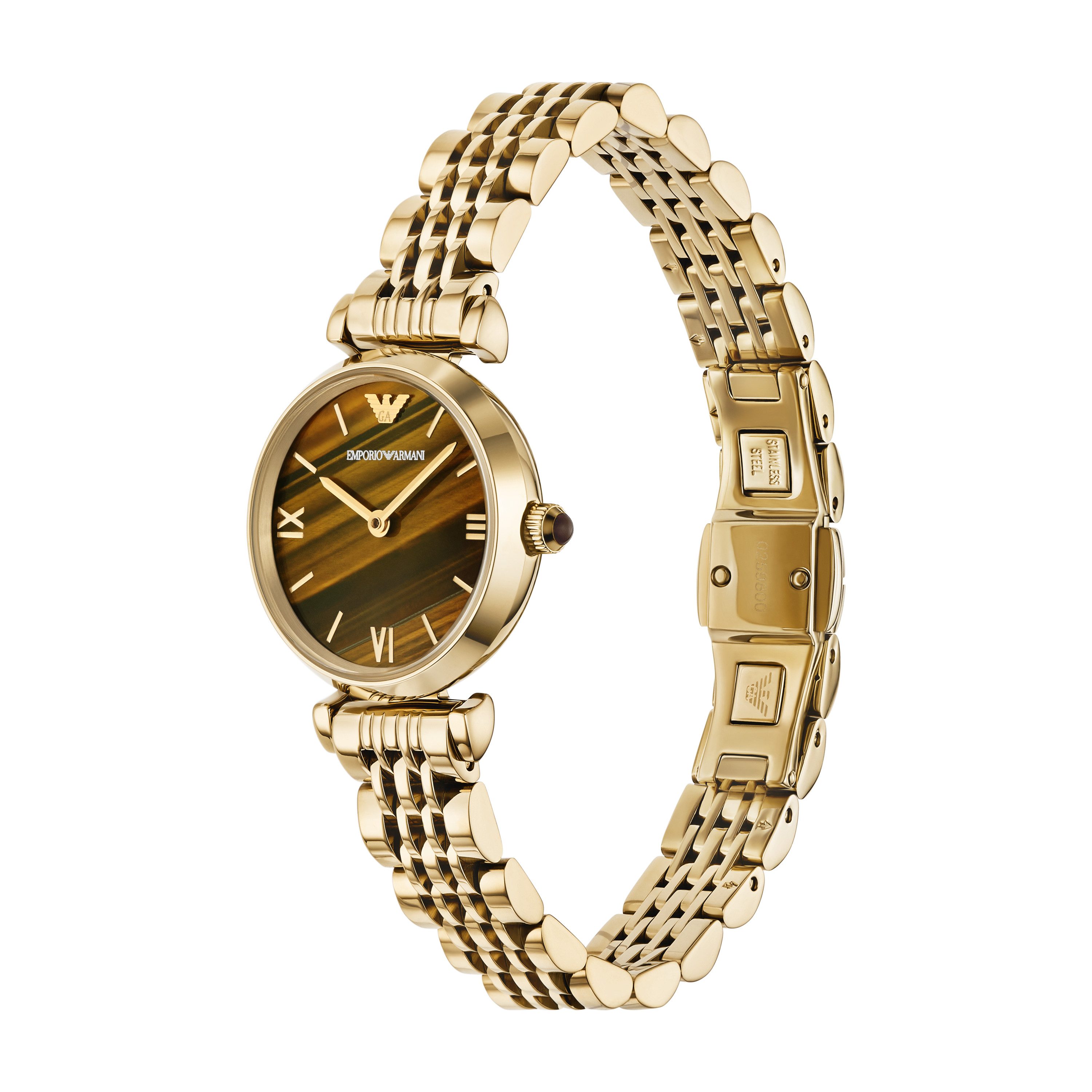Emporio Armani Quarzuhr AR11703, Armbanduhr, Damenuhr, Edelstahlarmband, analog, Tigerauge – Bild 4 von 5