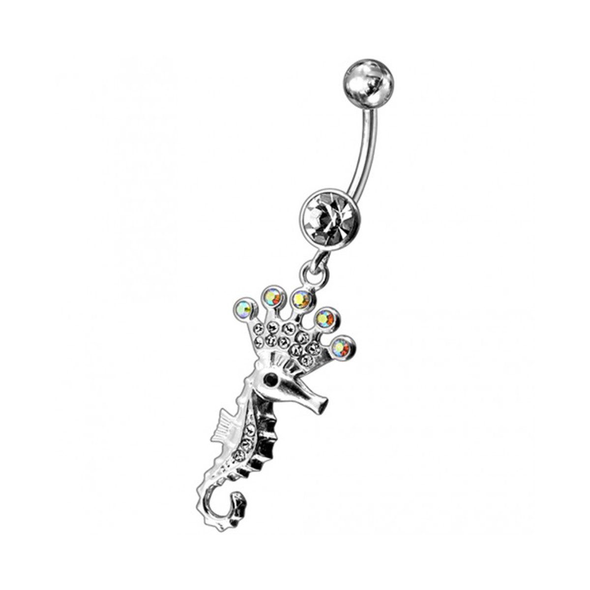 Kingka Bauchnabelpiercing Seepferdchen Körper Piercing Kristall, mit Zirkonia