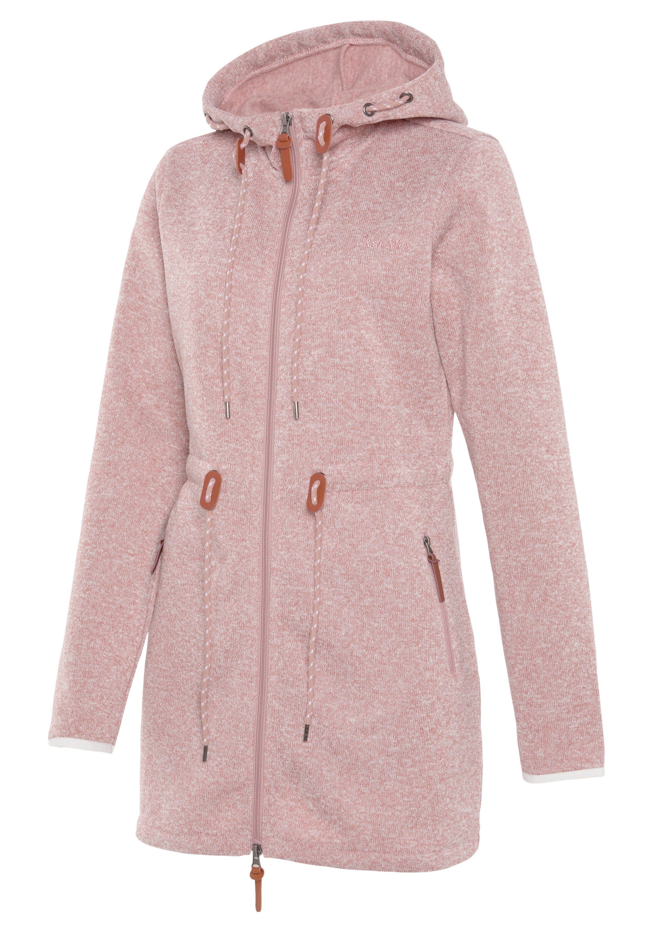 LASCANA Fleecejacke Kapuze mit rose