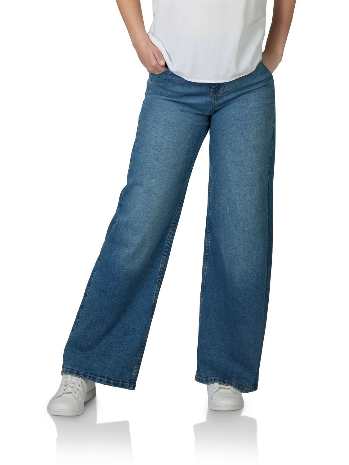 DENIMFY Relax-fit-Jeans Damen Jeanshose DFPaula Wide Leg Fit Denimhose mit Stetch