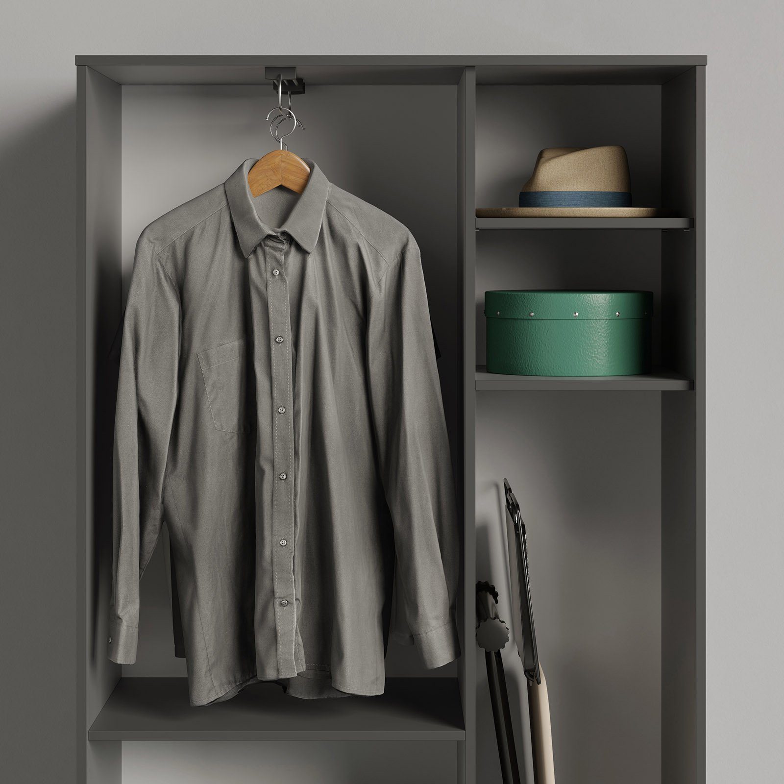 Anthrazit/Eiche Standard Kleiderschrank SMARTBett Sonoma