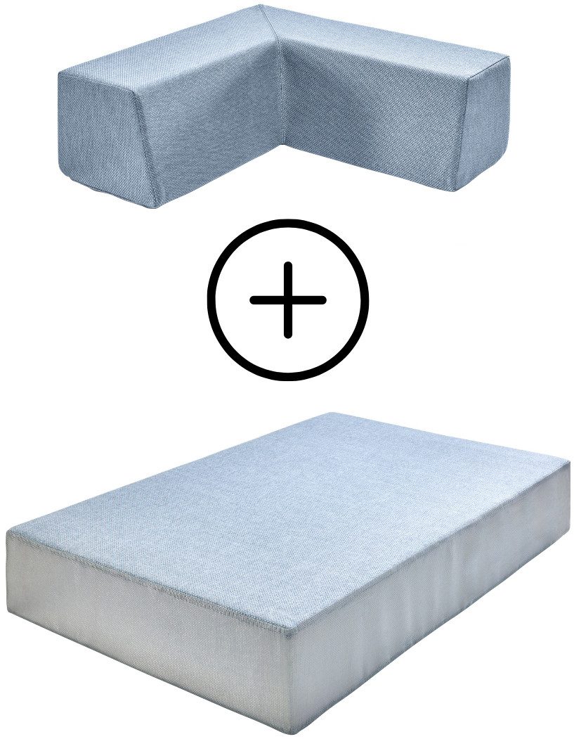 Hipp-Hopp - das Hüpfpolster Weichbodenmatte Hüpfpolster S, +Gratis Rückenpolster M Winkel Lounge Outdoor (Set), Made in Germany