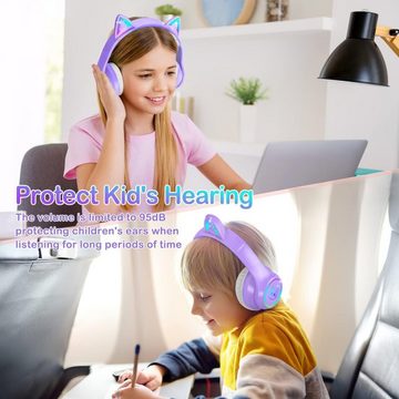 LOBKIN Kundenorientierte Lösungen Kinder-Kopfhörer (Stabile Tonübertragung, minimale Latenz und hochauflösendes Audio ohne Verzerrung, mit anpassbarem RGB-Lichtdesign um Katzenohren,Ohrmuscheln ermöglichen)