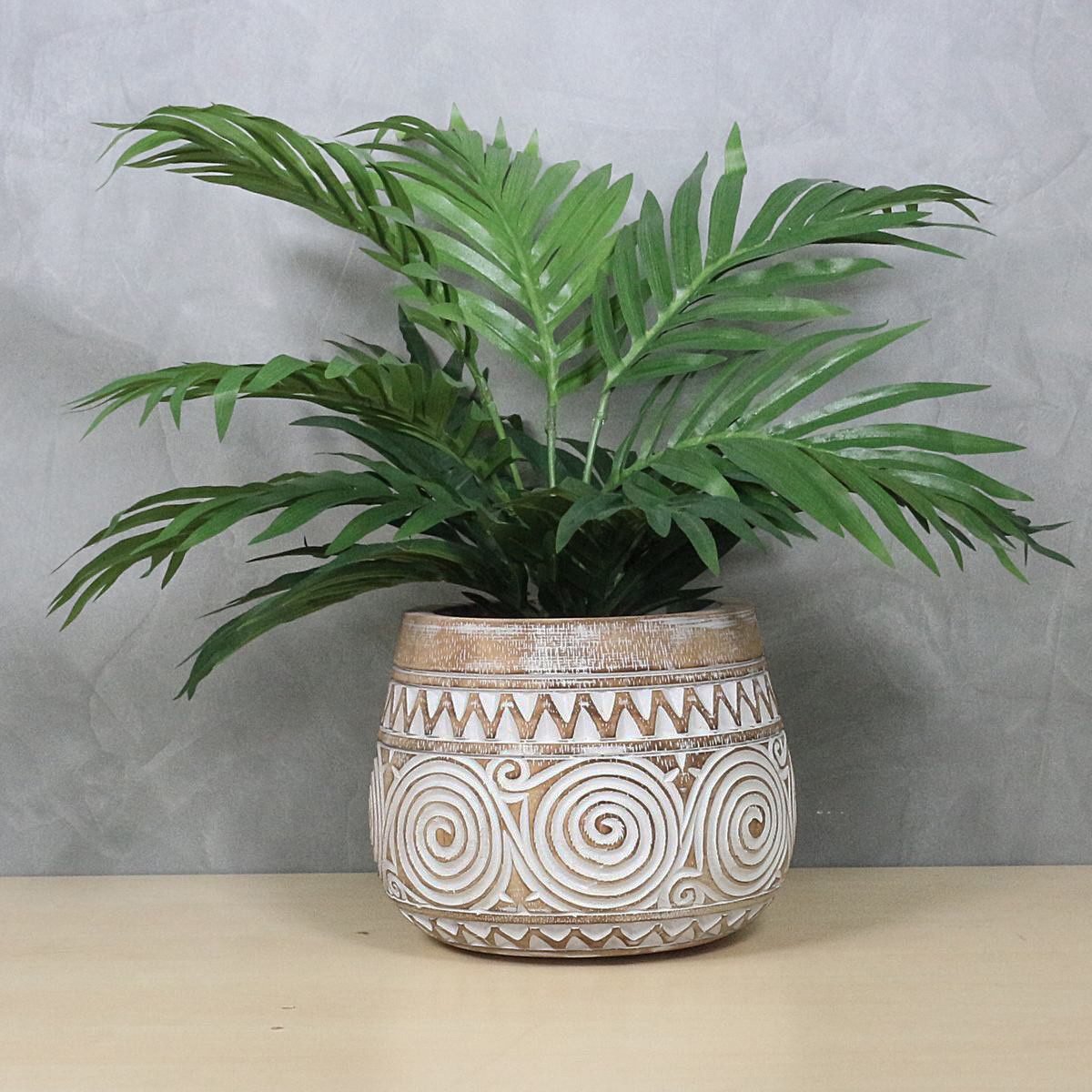 Oriental Galerie Dekofigur Holz Vase Blumenkübel whitewash 20 cm Ø (1 St) günstig online kaufen