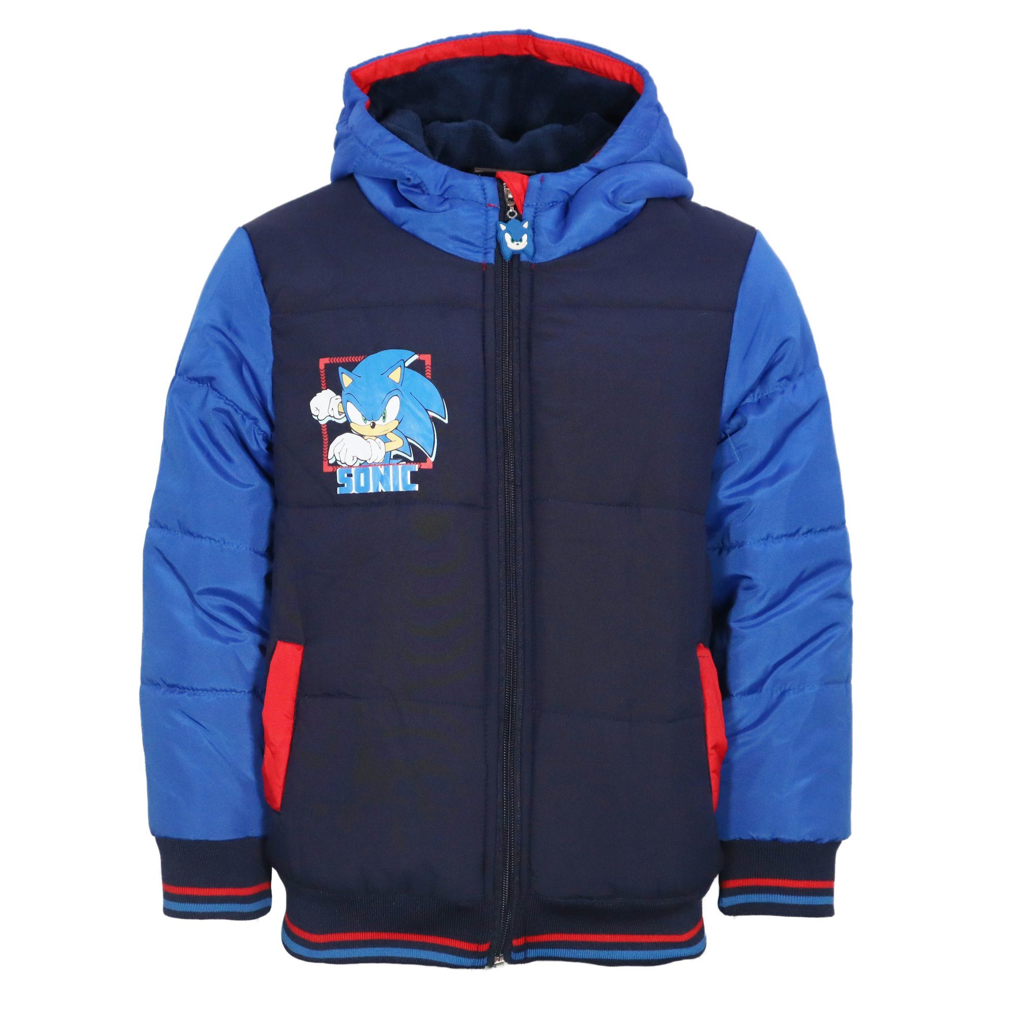 Sonic The Hedgehog Winterjacke Sonic The Hedgehog Kinder Jungen Jacke mit Kapuze 98 bis 128