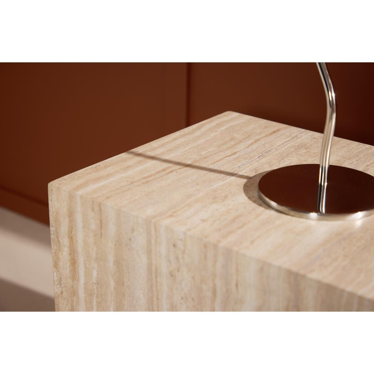 BOURGH Beistelltisch ROM Sofa Tisch 35x25cm - Couchtisch / Beistelltisch in Travertin Optik, in modernem Design