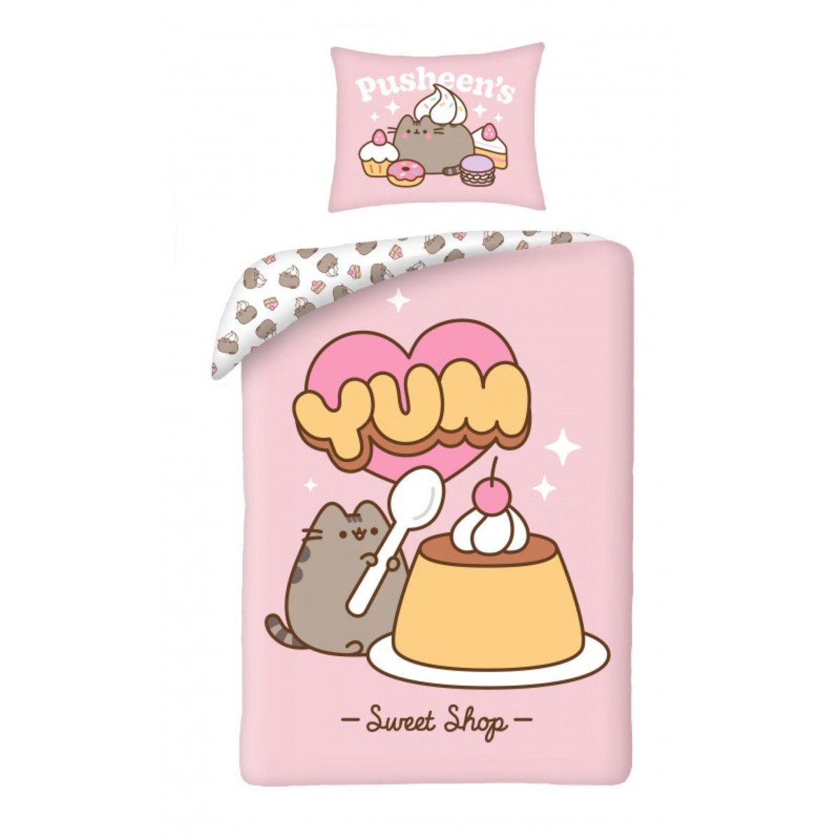 Pusheen Bettwäsche 140 × 200 cm Baumwolle Bettbezug Kissenbezug 70 × 90 cm, Baumwolle