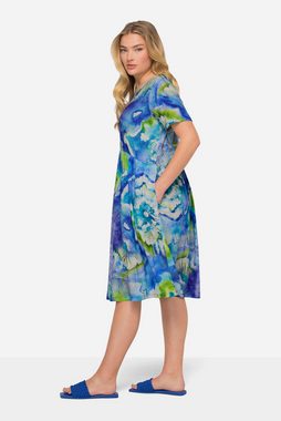 Laurasøn Sommerkleid Jerseykleid Batik-Blüten V-Ausschnitt Halbarm