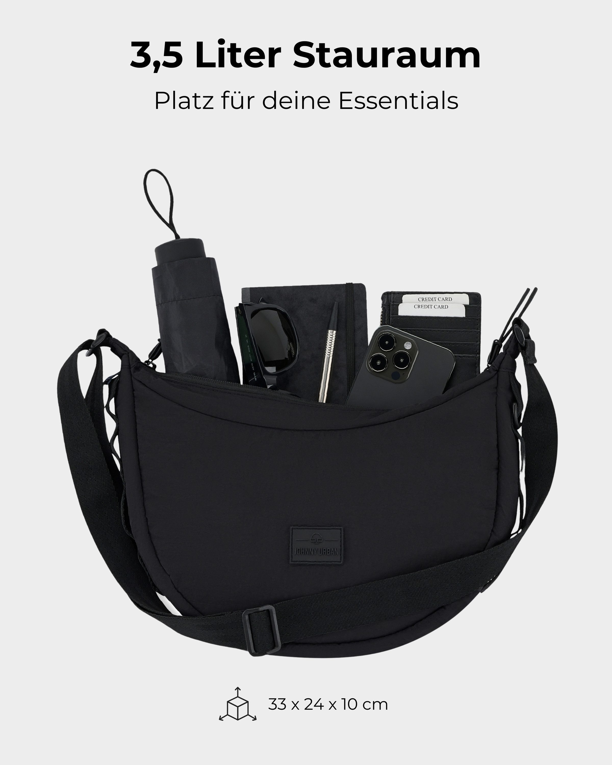 Johnny Urban Umhängetasche Kaia Medium Half Moon Bag im Puffer Design, Stylische Crossbody Bag in Halbmond Form, Wasserabweisend