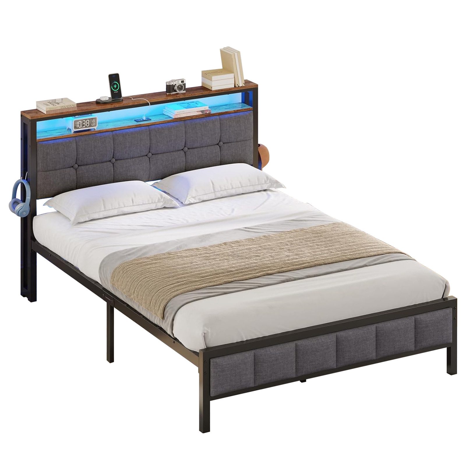 MSMASK Polsterbett mit Ladestation und LED-Beleuchtung (1-tlg., Ohne Matrat günstig online kaufen