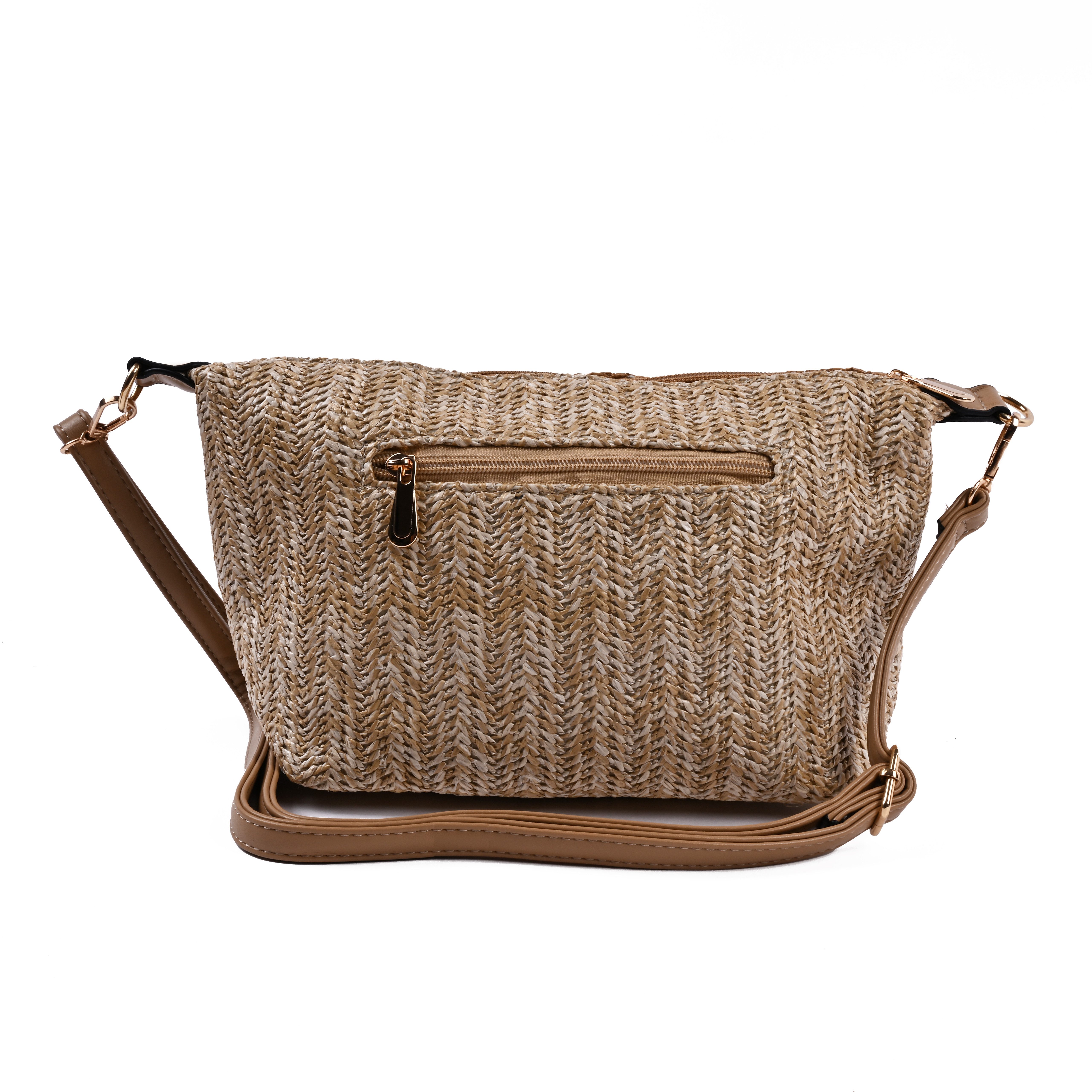 Goodman Design Handtasche Schultertasche mit Fransen – Raffia Look, Hochwertige Verarbeitung im robusten Raffia-Stil