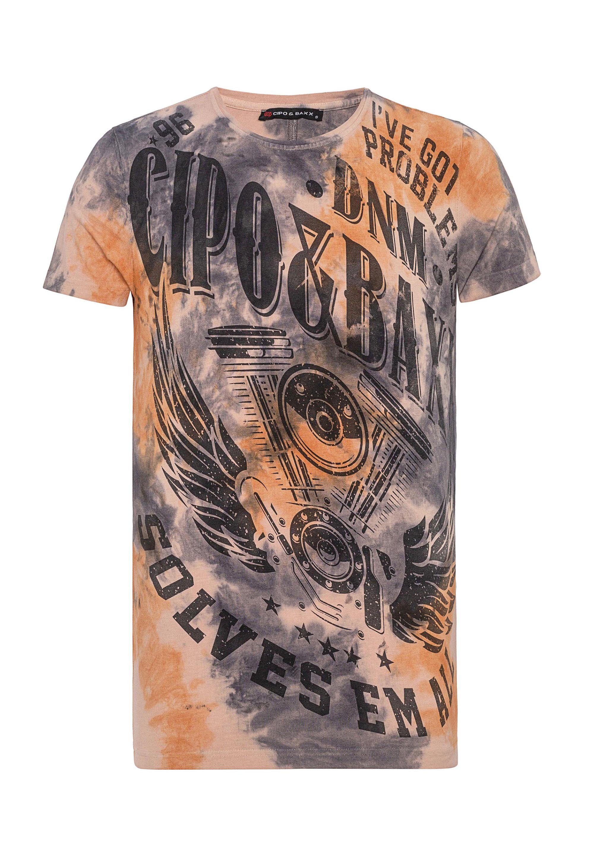 mit Baxx Cipo orange coolen Prints T-Shirt &