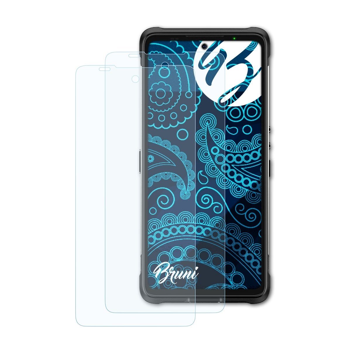 Bruni Schutzfolie Glasklare Displayschutzfolie für Ulefone Armor 10, (2 Folien), praktisch unsichtbar