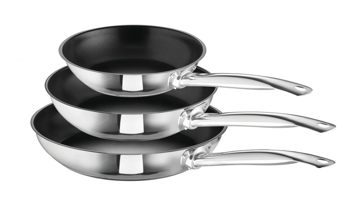 ROHE Germany Bratpfanne Bobby, Edelstahl (Set, 3-tlg., 3 x Pfanne), Ø 20 cm, 24 cm, 28 cm