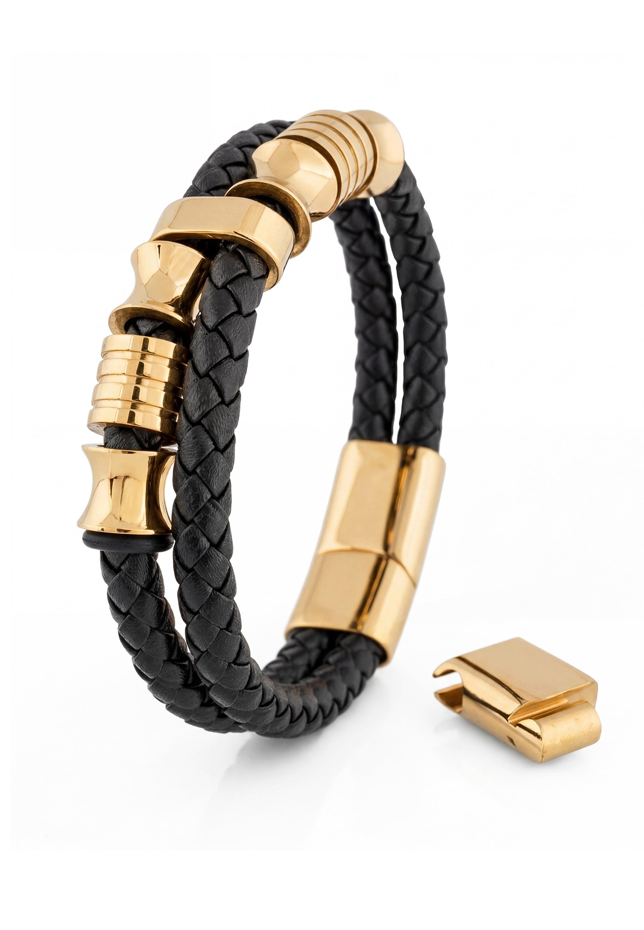 Akitsune Armband Gracilitas Leather Bracelet Gold - Black
