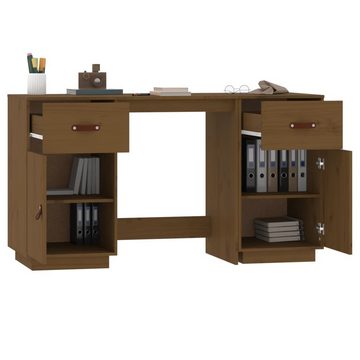 vidaXL Schreibtisch Schreibtisch mit Schränken Honigbraun 135x50x75 cm Massivholz