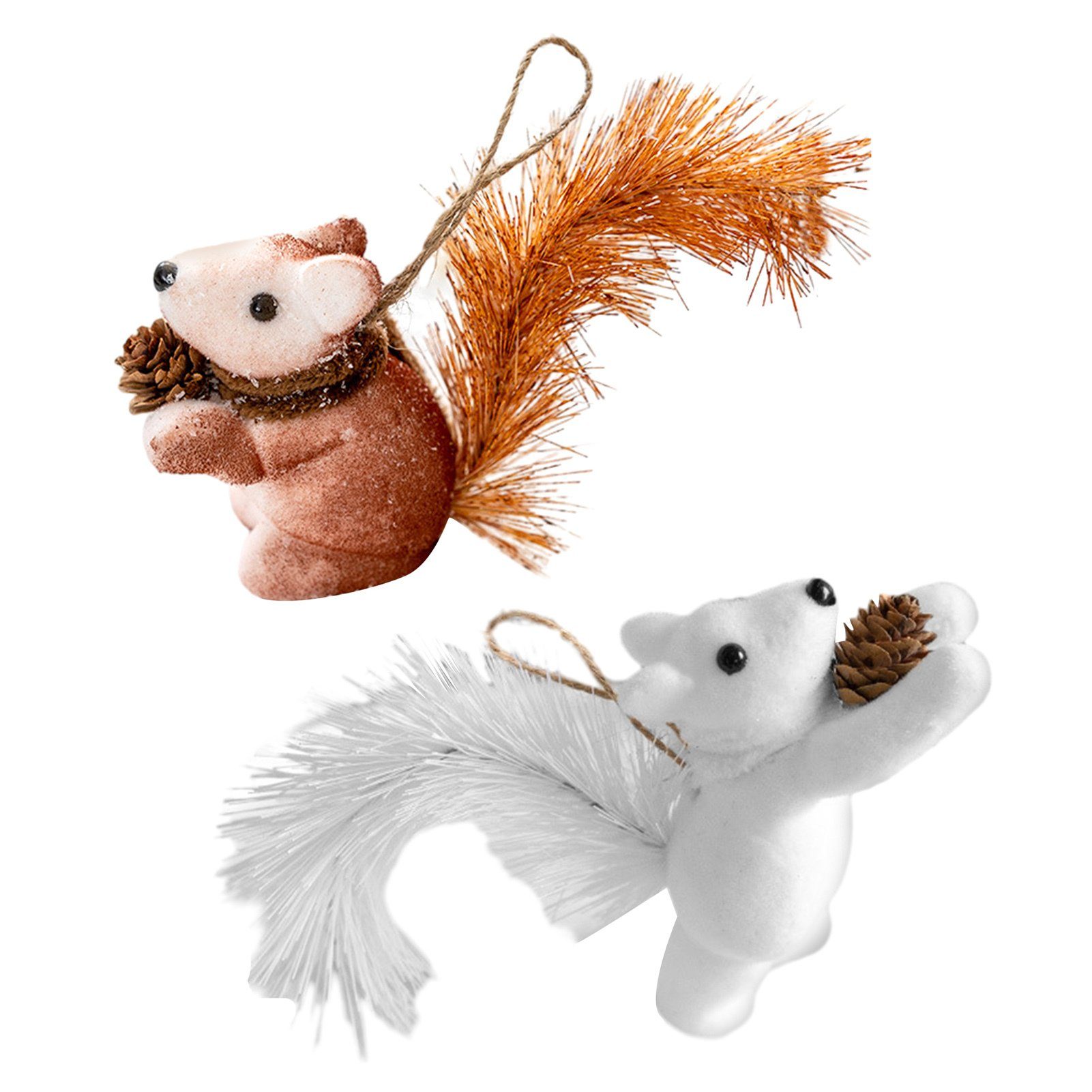 Blusmart Christbaumschmuck 2 Stück Niedliche Eichhörnchen-Spielzeug-Anhänger Für Den ein Weiß ein Braun