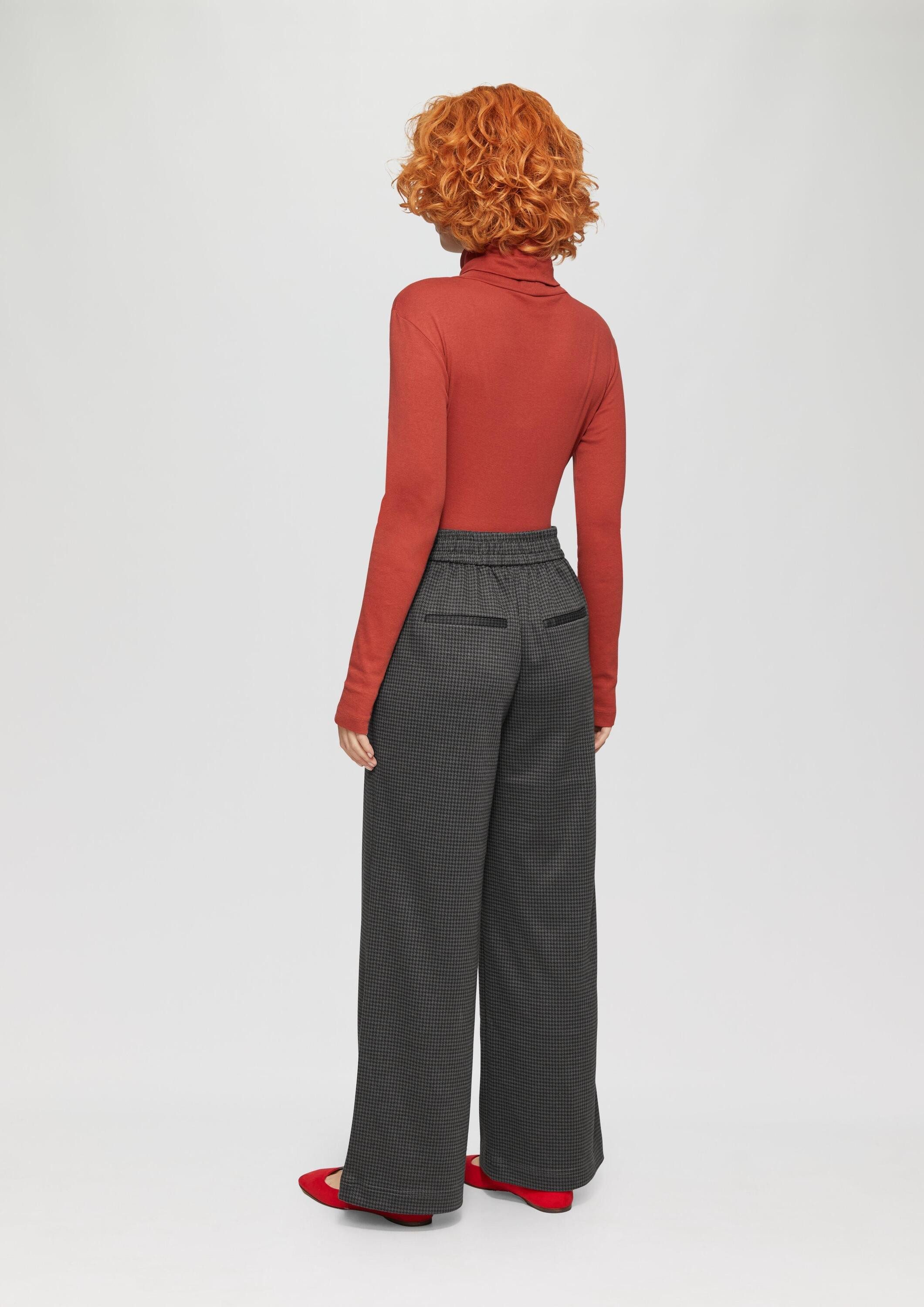 QS Chinos Hose Gemusterte Wide-Leg-Hose aus Interlock-Jersey
