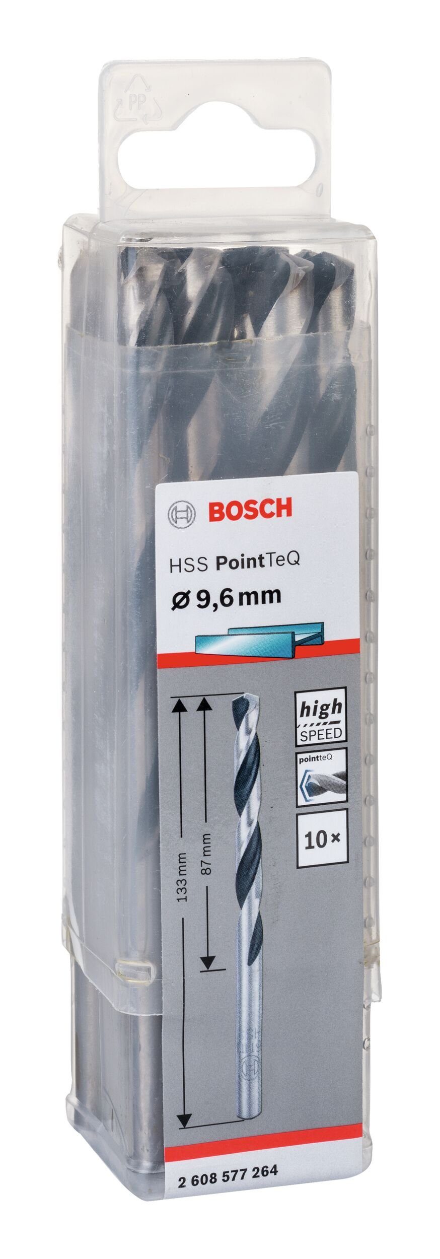 338) mm Metallbohrer, 10er-Pack BOSCH (10 HSS - (DIN PointTeQ Stück), - Metallspiralbohrer 9,6
