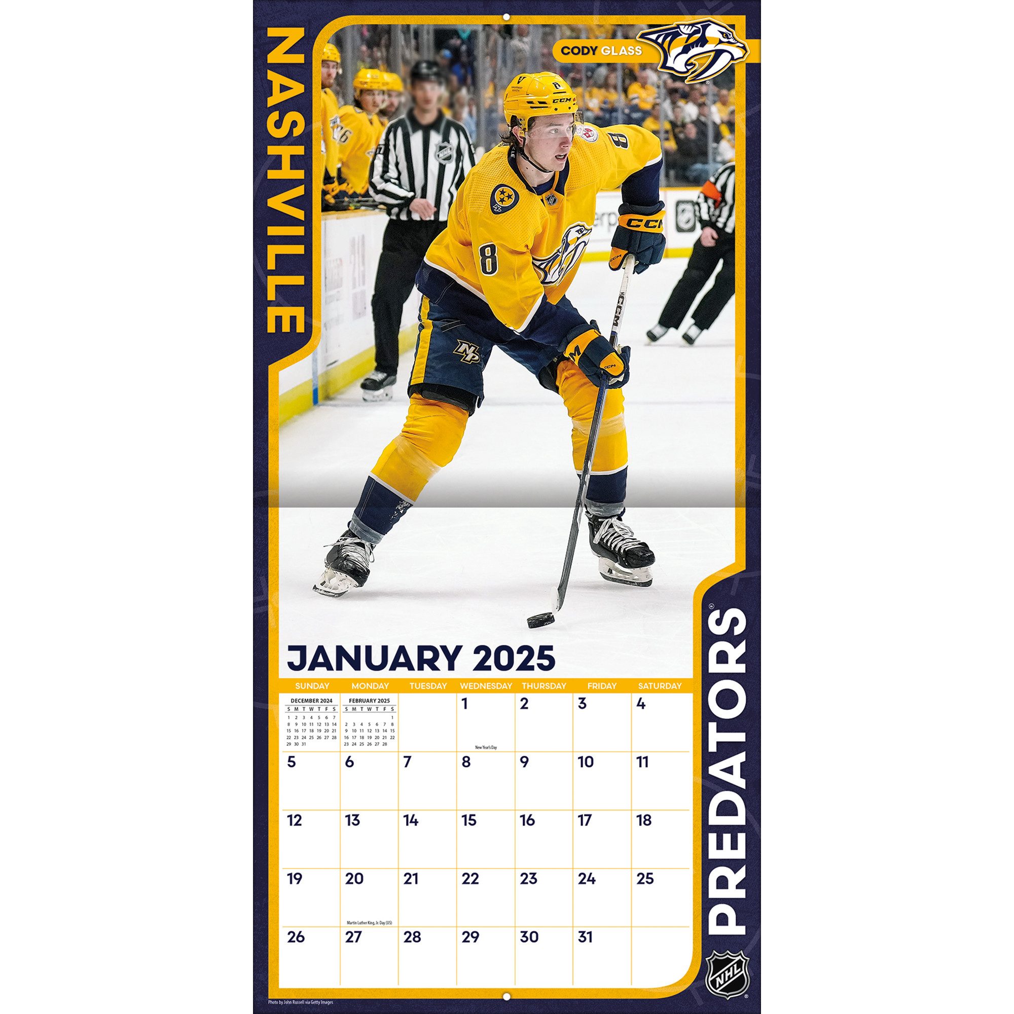 Thumbnail - Turner Licensing Wandkalender Nashville Predators - NHL - Wandkalender 2025, 12- Monats- Format, Zusatzseite Januar - De...