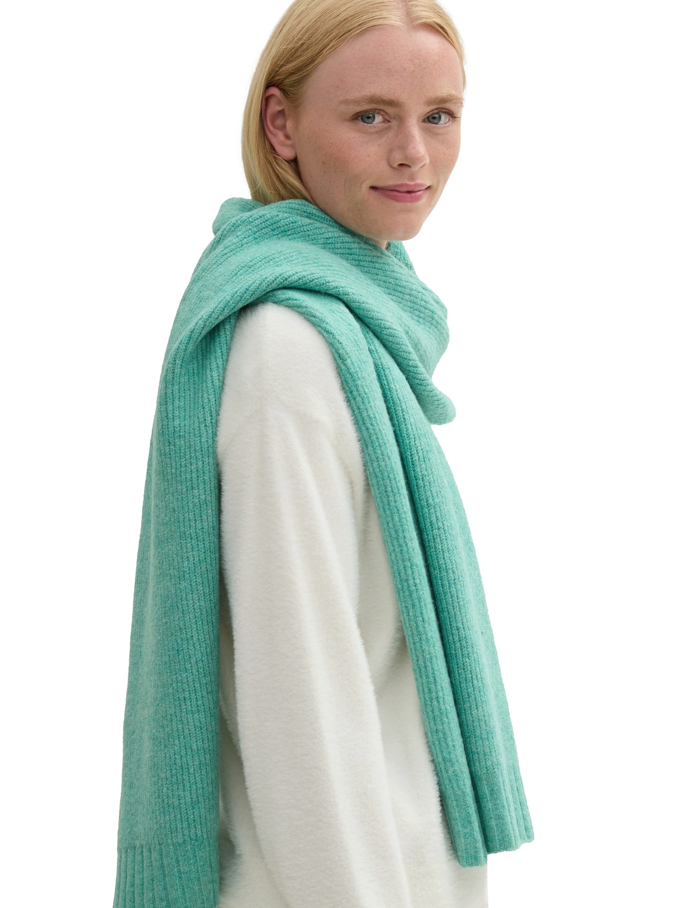 TOM TAILOR Denim Strickschal, (1-St), unifarben mit Aufnäher günstig online kaufen