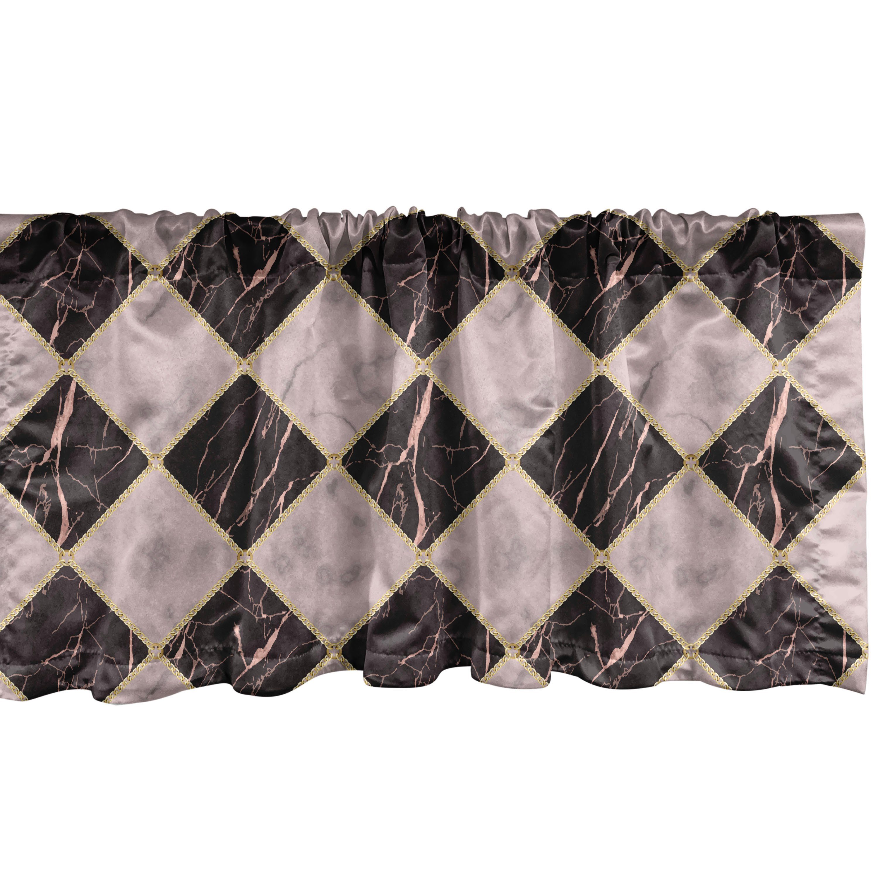 Scheibengardine Vorhang Volant für Küche Schlafzimmer Dekor mit Stangentasche, Abakuhaus, Microfaser, Geometrisch Pastell tonte Marmor Print