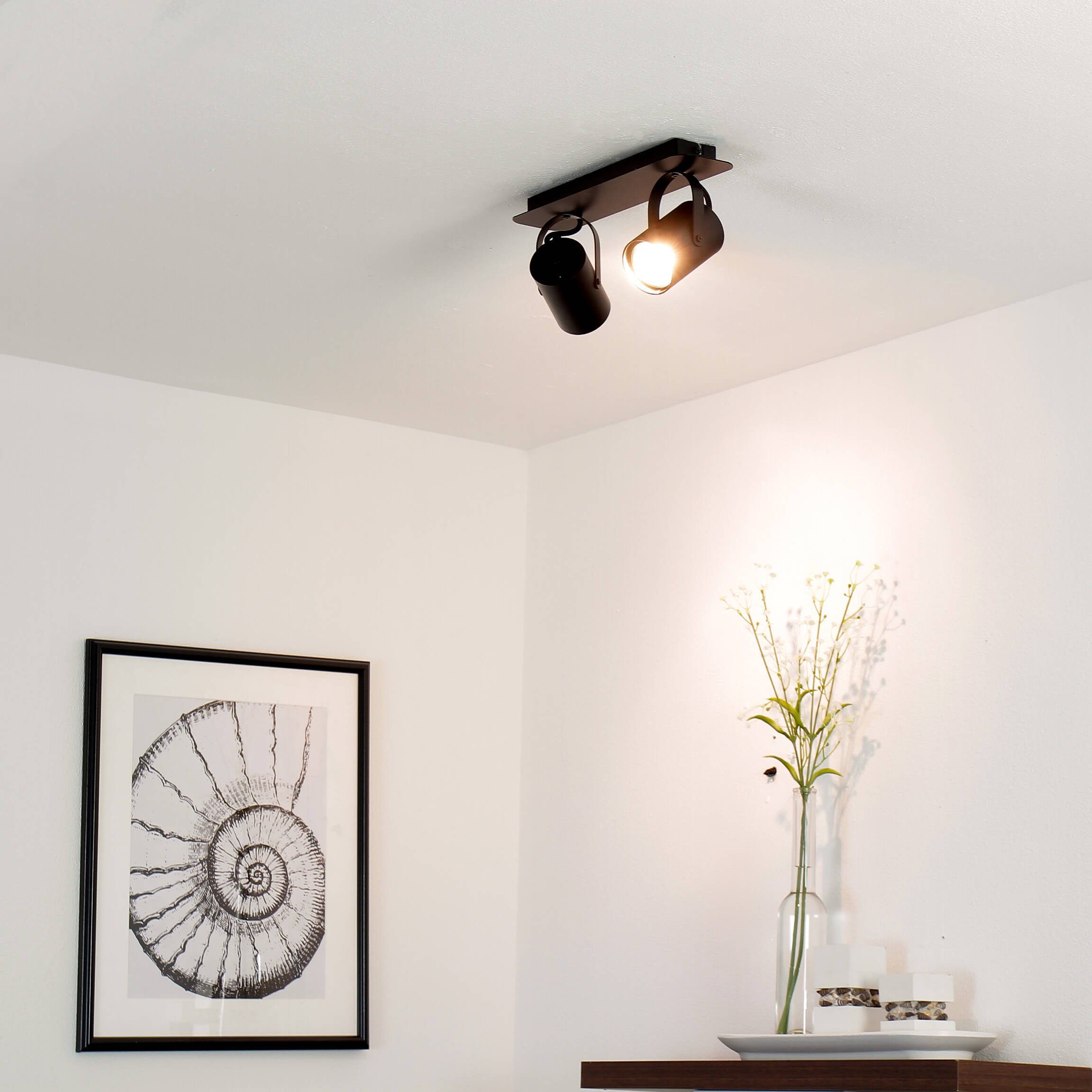 Flur Deckenleuchte verstellbar Deckenstrahler KAMERA, Wohnzimmer Schwarz Lampe Küche Licht-Erlebnisse ohne Leuchtmittel,