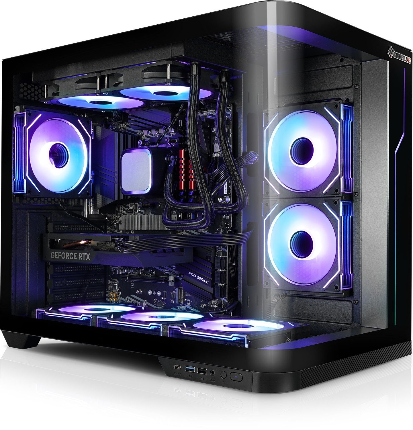 Kiebel Panorama Curve V Gaming-PC (AMD Ryzen 9 AMD Ryzen 9 5950X, RTX 5070, 32 GB RAM, 1000 GB SSD, Wasserkühlung, WLAN, ARGB-Beleuchtung)
