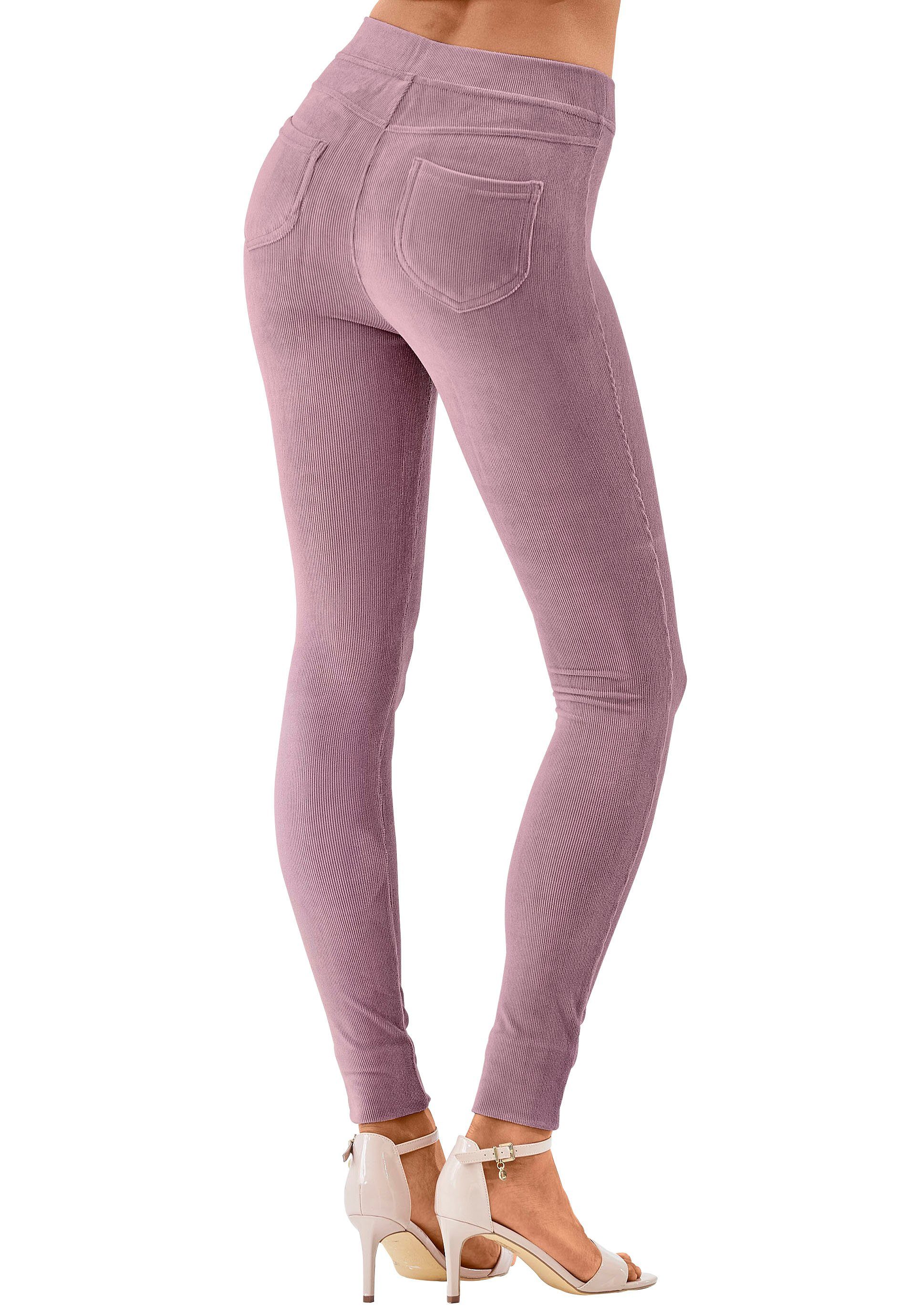 Leggings weichem rosa aus Cord-Optik, LASCANA in Material Loungewear