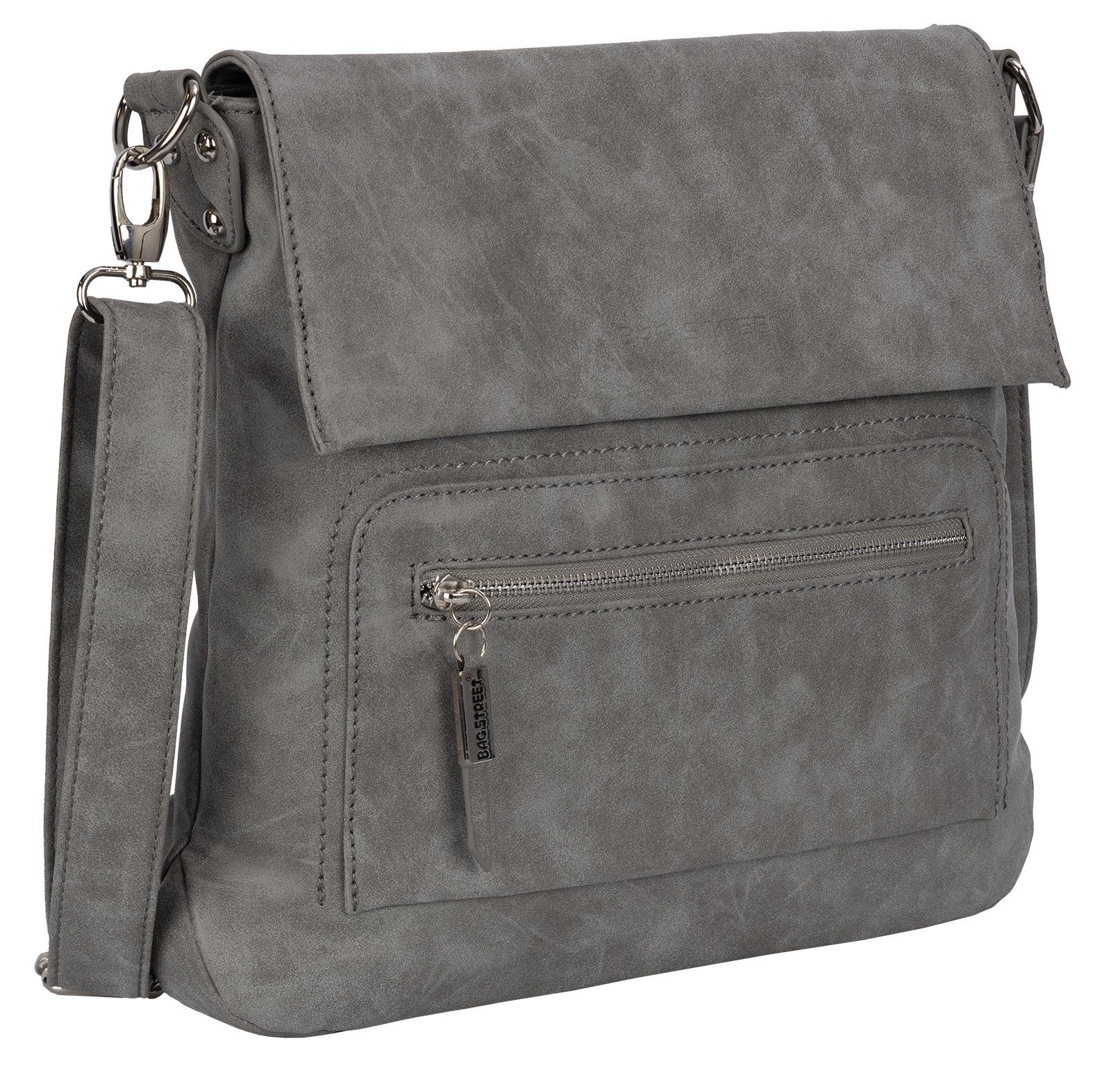 BAG STREET Schlüsseltasche Bag Street Damentasche Umhängetasche Handtasche Schultertasche T0103, als Schultertasche, Umhängetasche tragbar GRAU