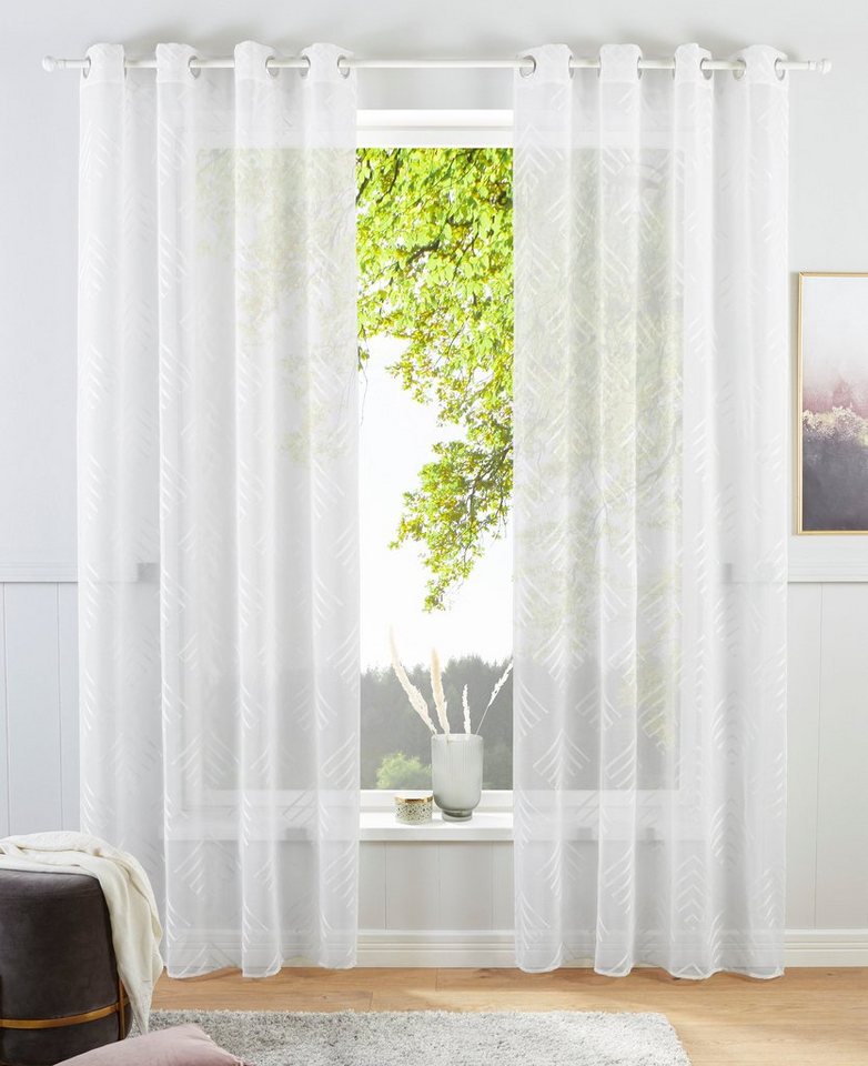 Gardine Gordon, Guido Maria Kretschmer Home&Living, Ösen (1 St), transparent,  transparent, gewebt mit Stickerei, monochrom