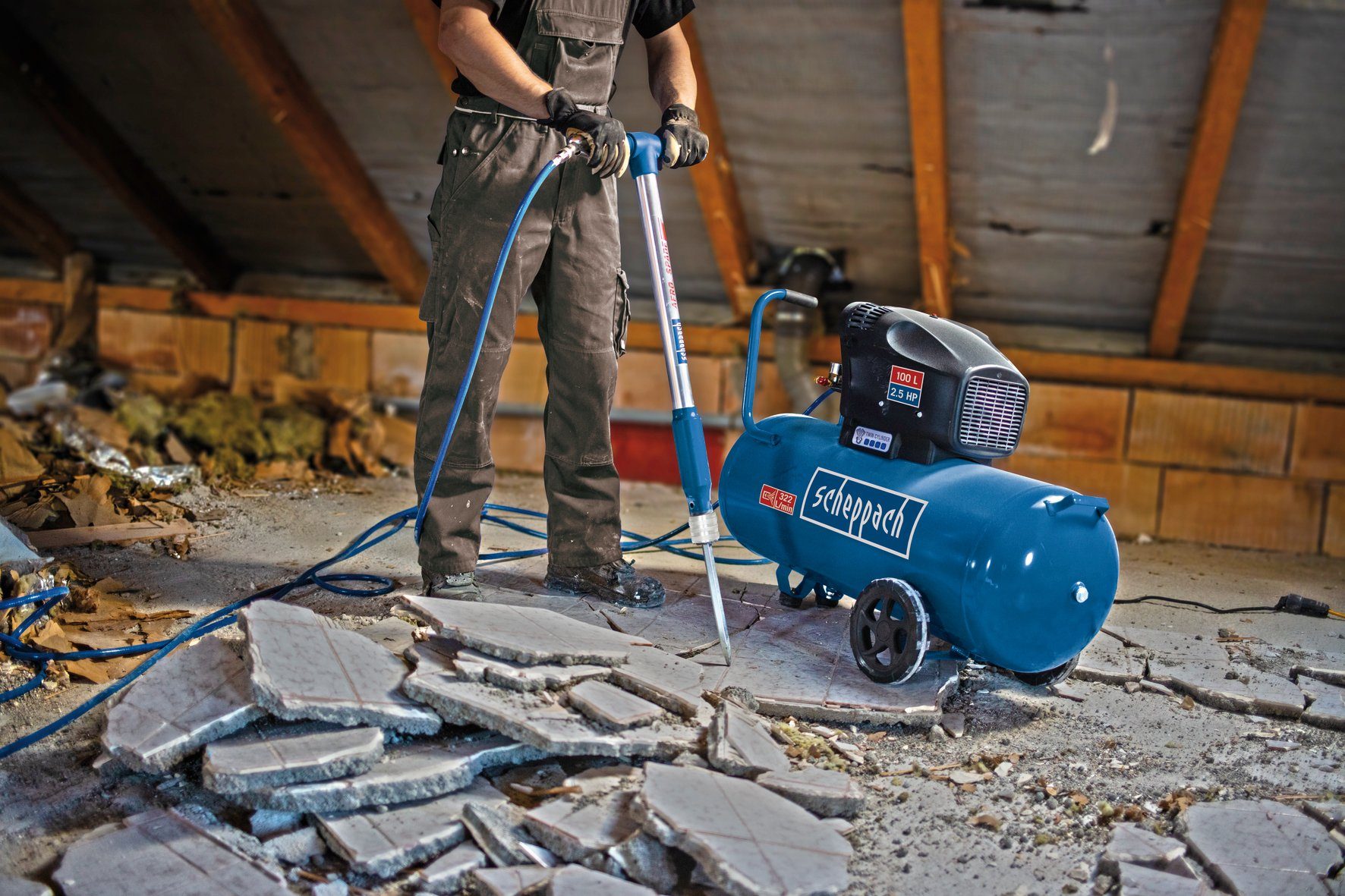 Scheppach Druckluftgeräte-Set Aero² Spade, Druckluftspaten