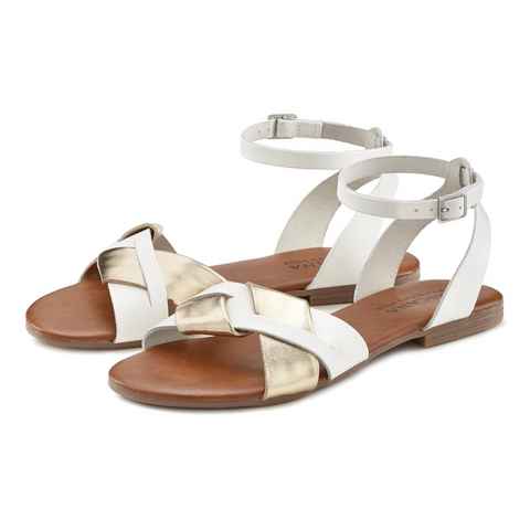LASCANA Sandale Sandalette, Sommerschuh aus hochwertigem Leder mit Metallic Optik